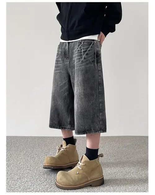 VIBE Baggy Washed Denim Shorts Size US 32 / EU 48 - 5 Thumbnail