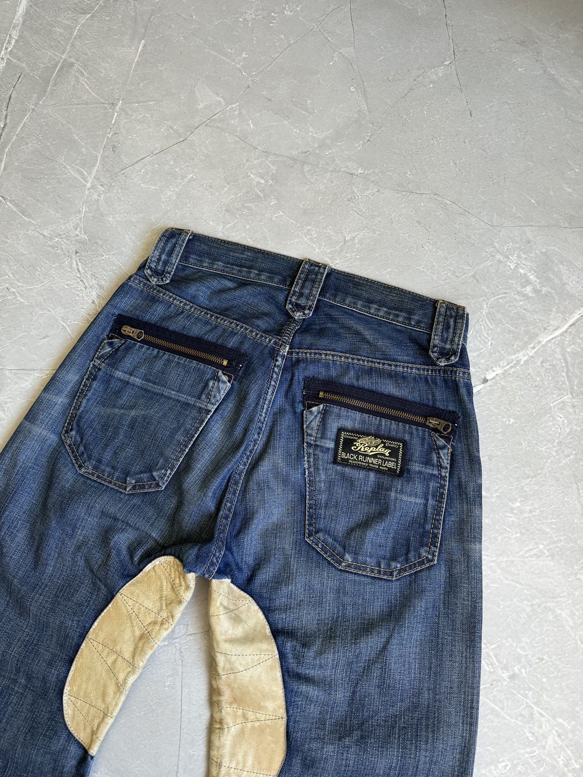 Replay VTG Y2k Replay Denim Leather Baggy Jeans Distressed if6was9 Size US 29 - 20 Thumbnail