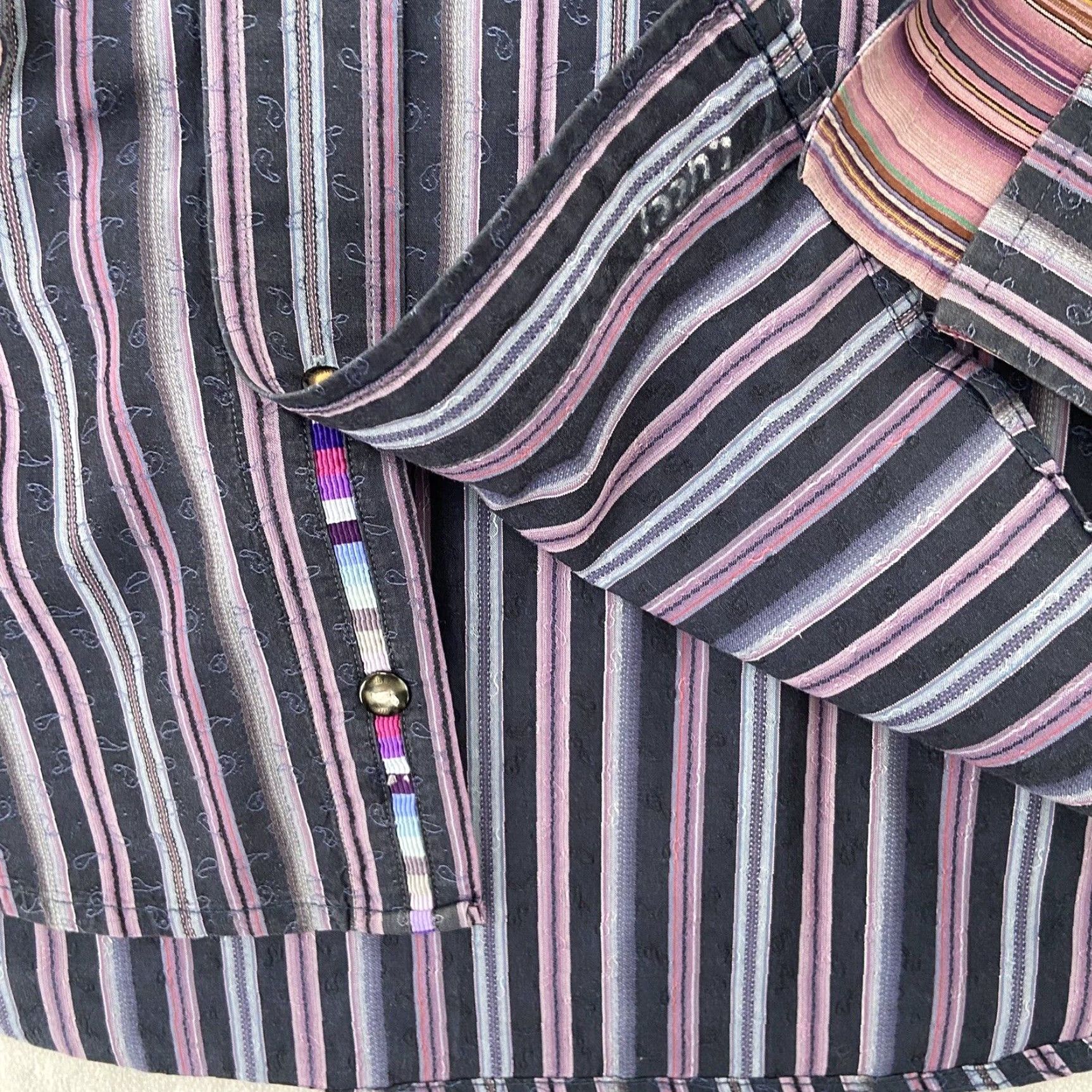 Robert Graham VINTAGE Robert Graham Button-Up Shirt Adult Medium Purple Striped Long Sleeve Flip Cuff Mens Size US M / EU 48-50 / 2 - 6 Thumbnail
