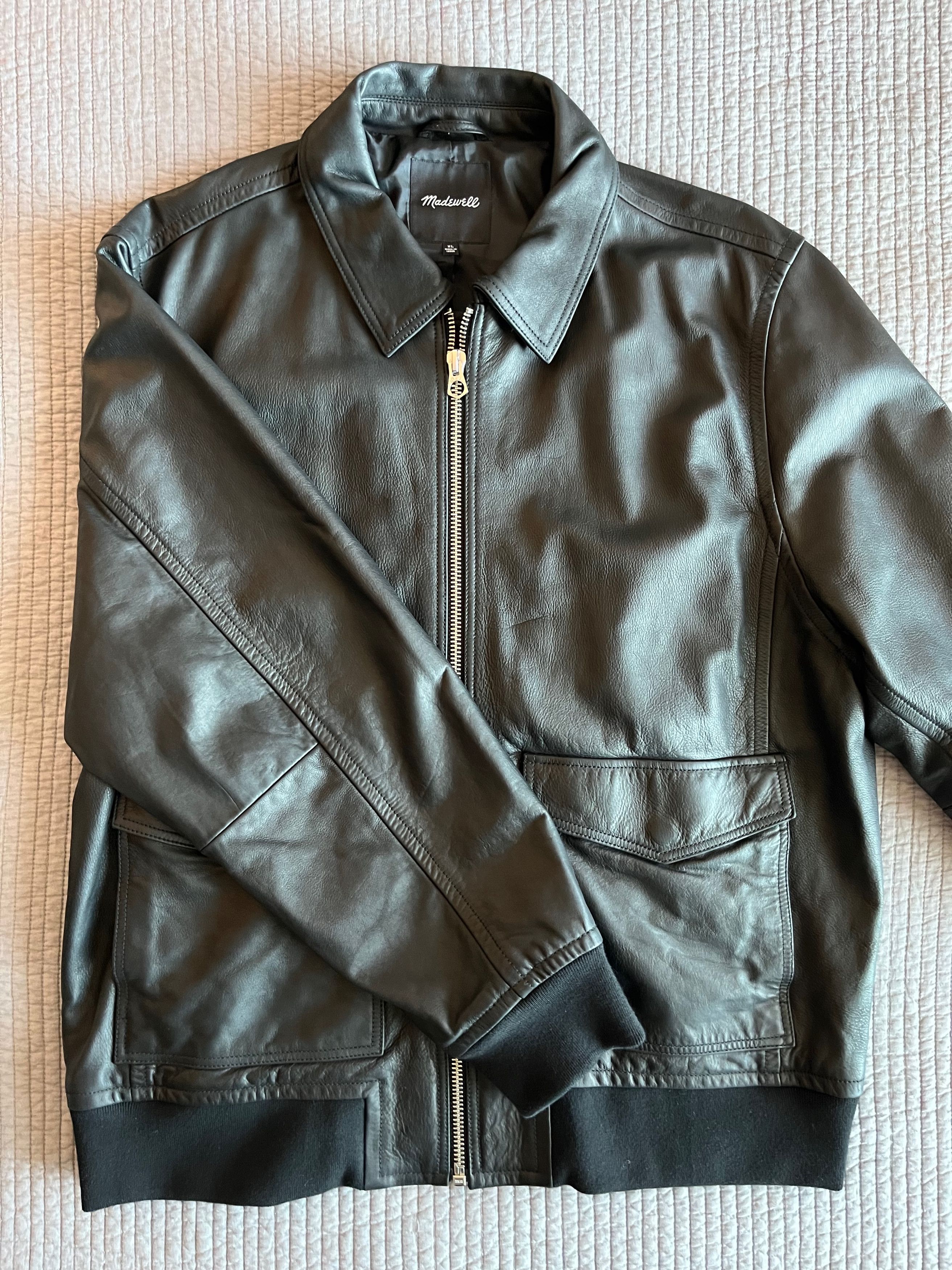Madewell Leather A2 Bomber Jacket Size US XL / EU 56 / 4 - 1 Thumbnail