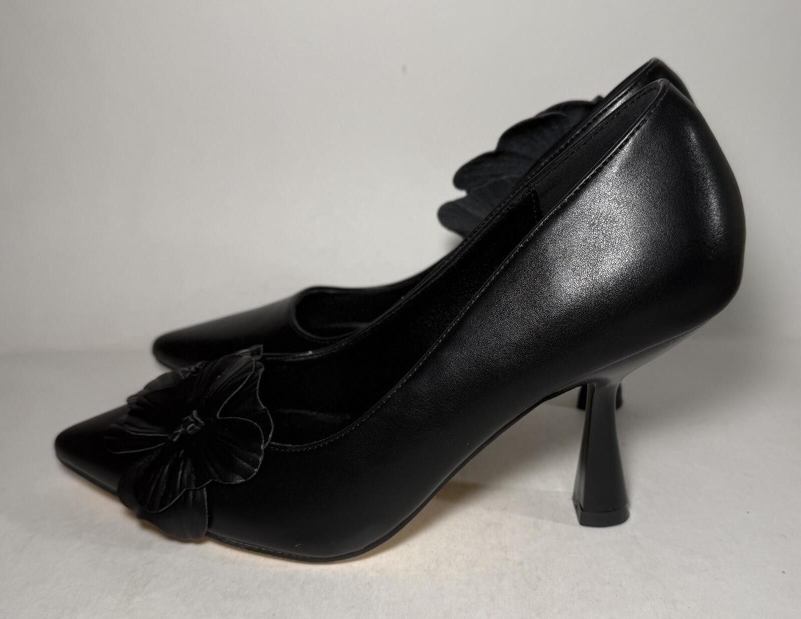Other COUTGO Stiletto 3.5 inch High Heels Flower Pointed Toe Black Size US 8 / IT 38 - 2 Thumbnail