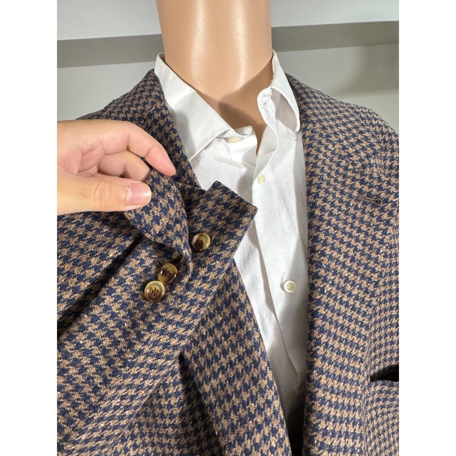 Brunello Cucinelli Brunello Cucinelli Houndstooth 64 54RUS Wool Cashmere Size 54R - 3 Thumbnail