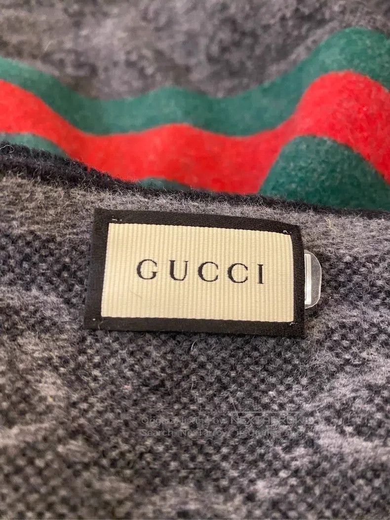 Gucci Gucci GG printed striped wool velvet scarf Size ONE SIZE - 4 Thumbnail