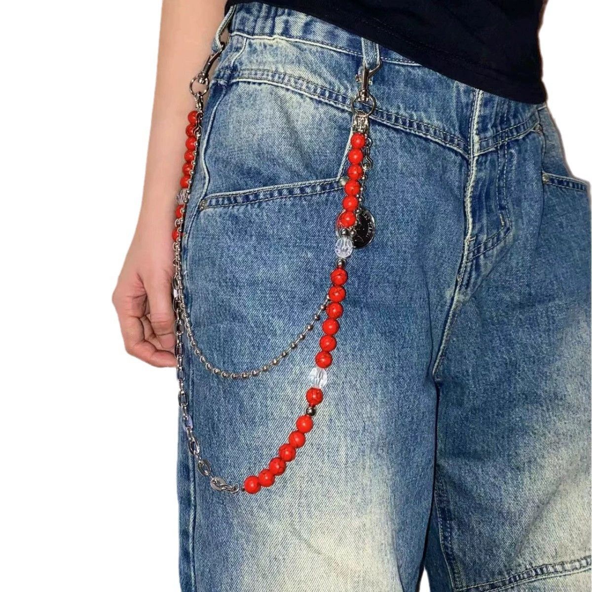 Vintage Retro hip-hop punk style jeans waist chain Size ONE SIZE - 5 Thumbnail