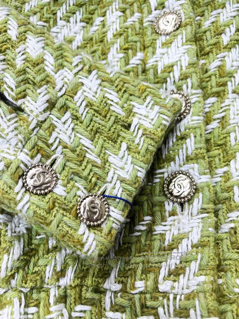 Chanel Chanel 22B Avocado Green Grass Thousand Birds Tweed Jacket Size XXS / US 00 / IT 34 - 4 Thumbnail