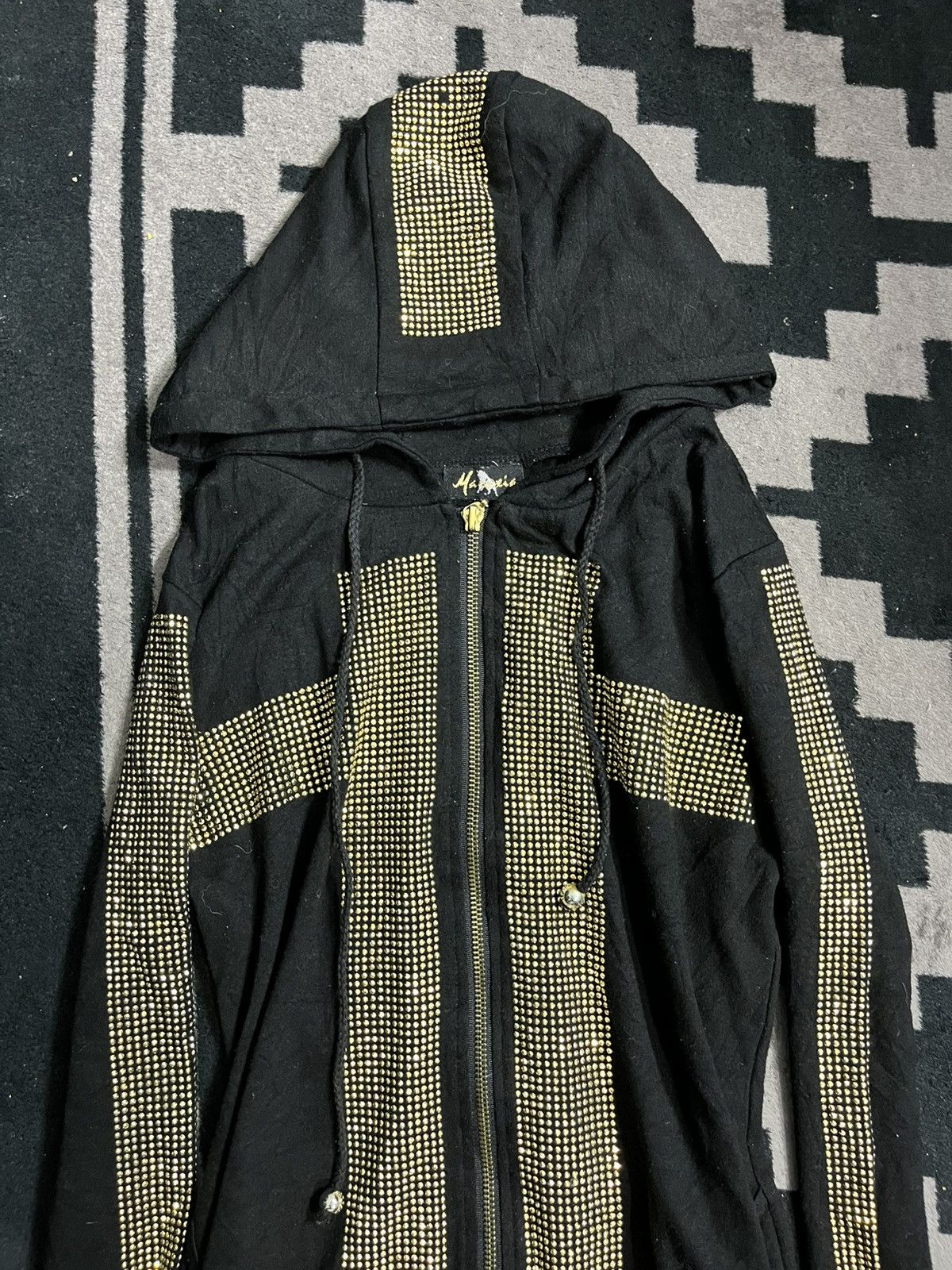 Le Grande Bleu (L.G.B.) 2000s Manalia cross mohawk glitter gold hoodie Size US M / EU 48-50 / 2 - 4 Thumbnail