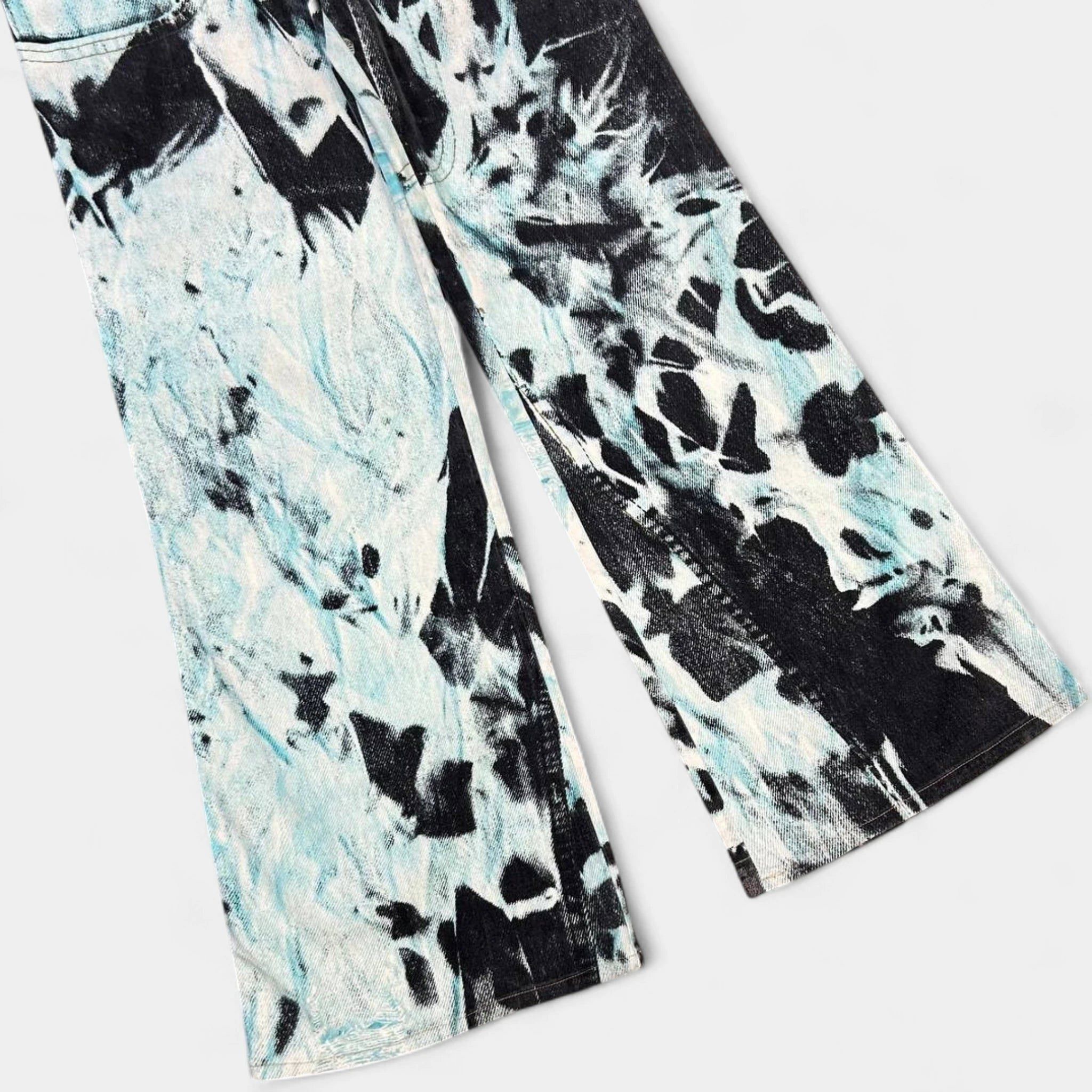 Just Cavalli Just Cavalli Denim on Denim Printed Teal Jeans Size US 29 - 2 Thumbnail
