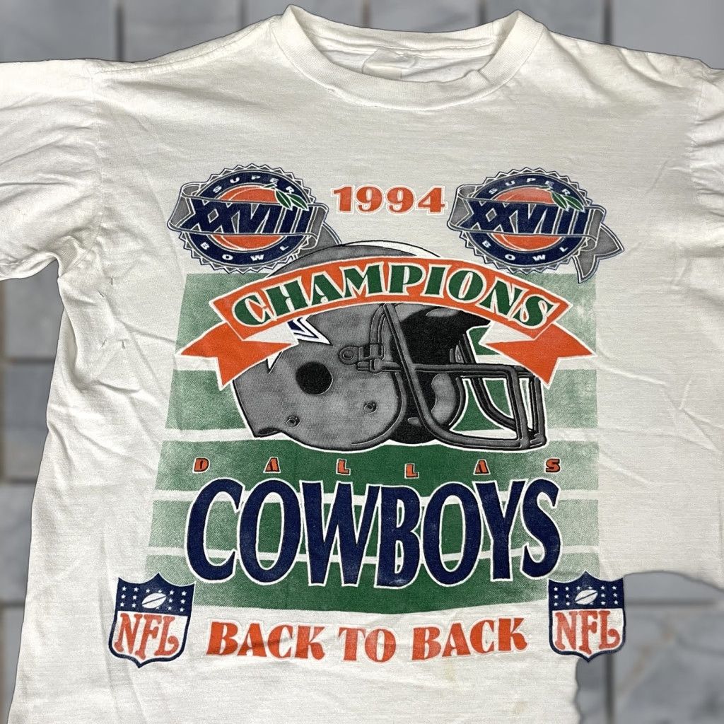 Vintage VINTAGE Dallas Cowboys Shirt Adult S White 1990s NFL Super Bowl Champion Back To Back Nike? Size US S / EU 44-46 / 1 - 1 Thumbnail