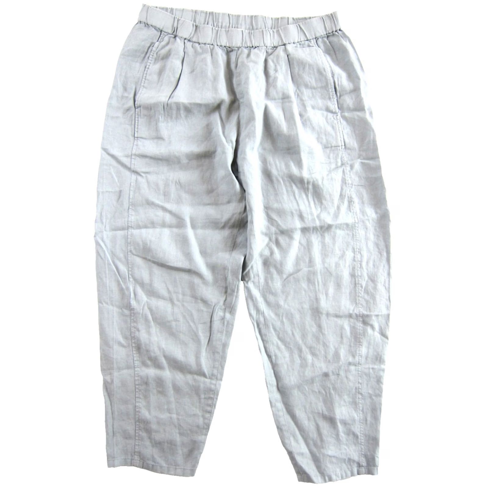 Eileen Fisher Eileen Fisher Linen Light Blue Pocket Tapered Elastic Waist Pant Woman L Size 36" / US 14 / IT 50 - 2 Thumbnail