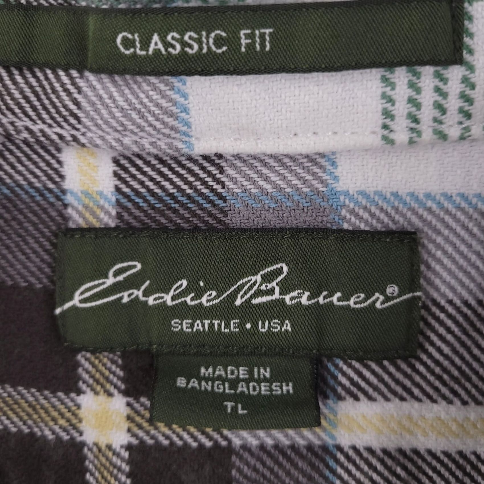 Eddie Bauer Eddie Bauer Shirt Mens Large Green Check Flannel Long Sleeve Button-Up Shirt Size US L / EU 52-54 / 3 - 3 Thumbnail