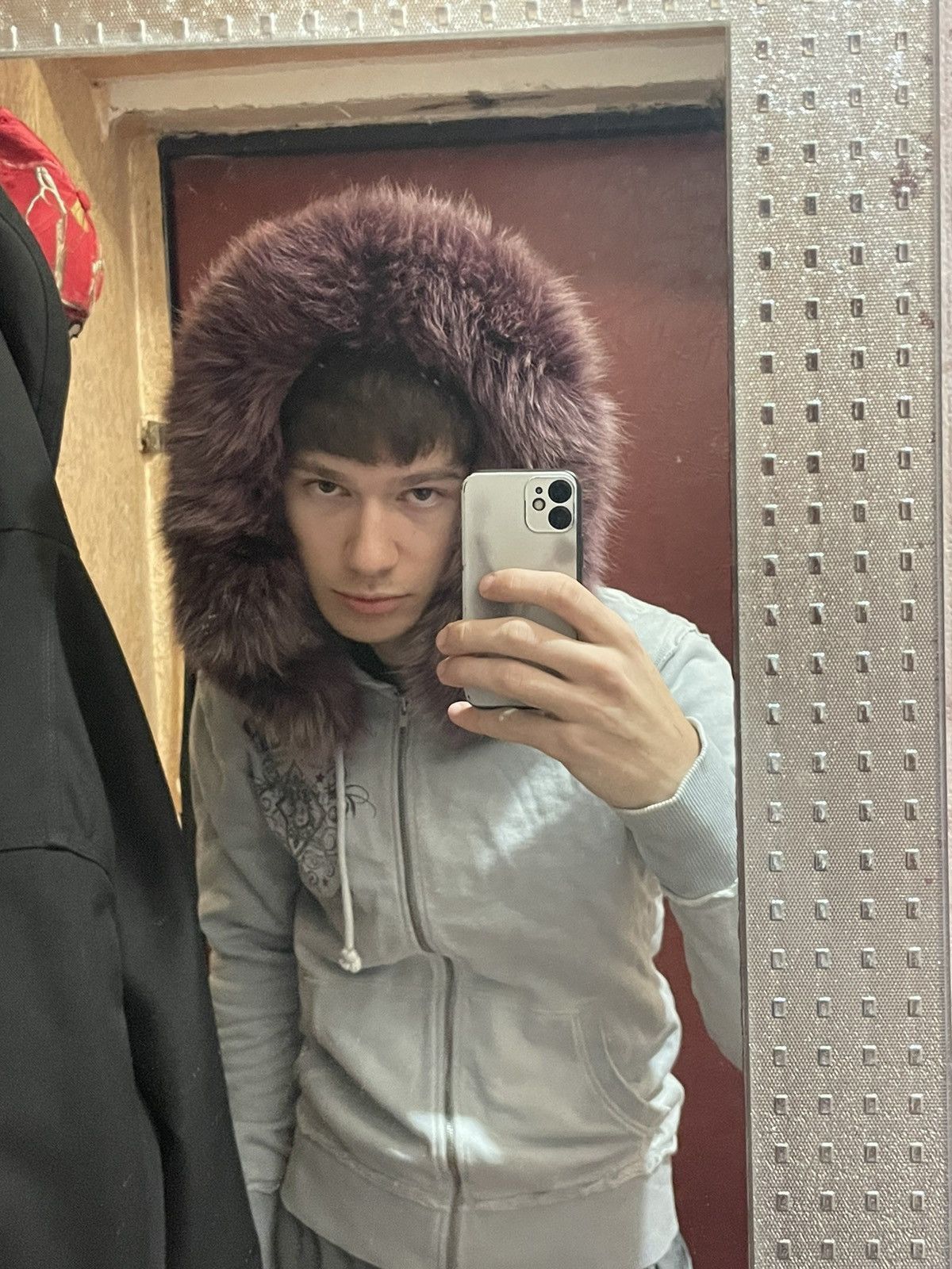 Y2K Affliction LGB IfSixWasNine Style Fur Faux Zip Hoodie