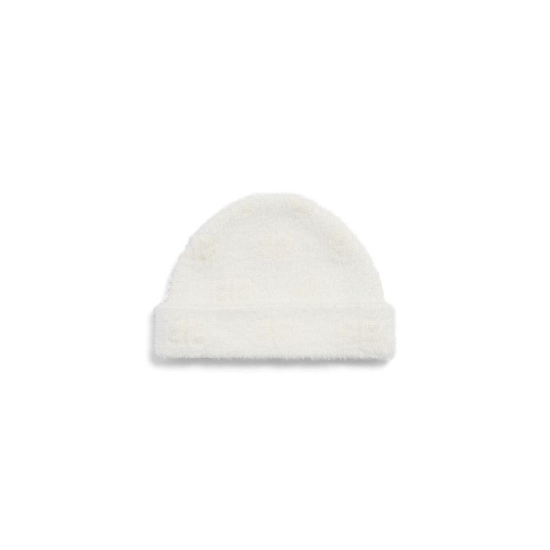 Balenciaga o1w1db10126 Size: OS / Furry Beanie Hat / Cap in White Size ONE SIZE - 2 Thumbnail