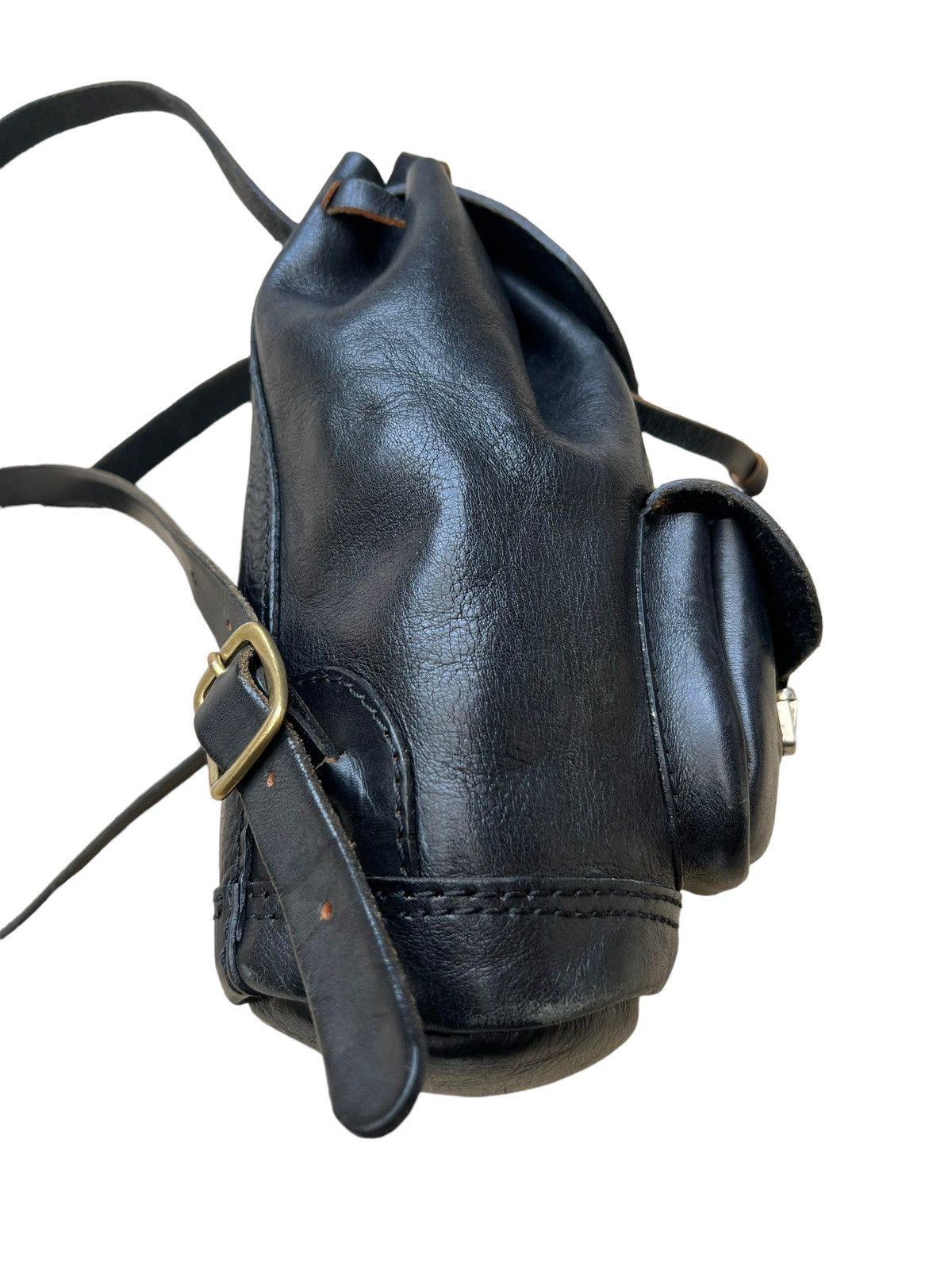 Leather Vintage HERZ Japan Patina Black Leather Mini Backpack Size ONE SIZE - 12 Thumbnail