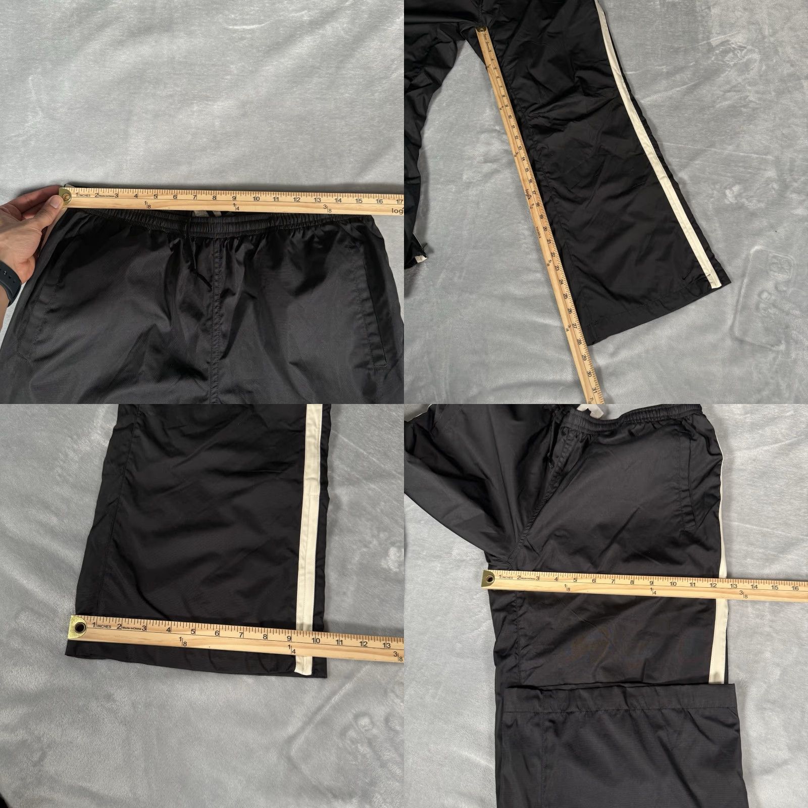 Nike VINTAGE Nike Track Pants Womens L Wide-Leg Baggy Oversized Fit Lined Black Polyester Softshell 33x29 Athleisure Gym & Training Womens Size 36" / US 14 / IT 50 - 8 Thumbnail