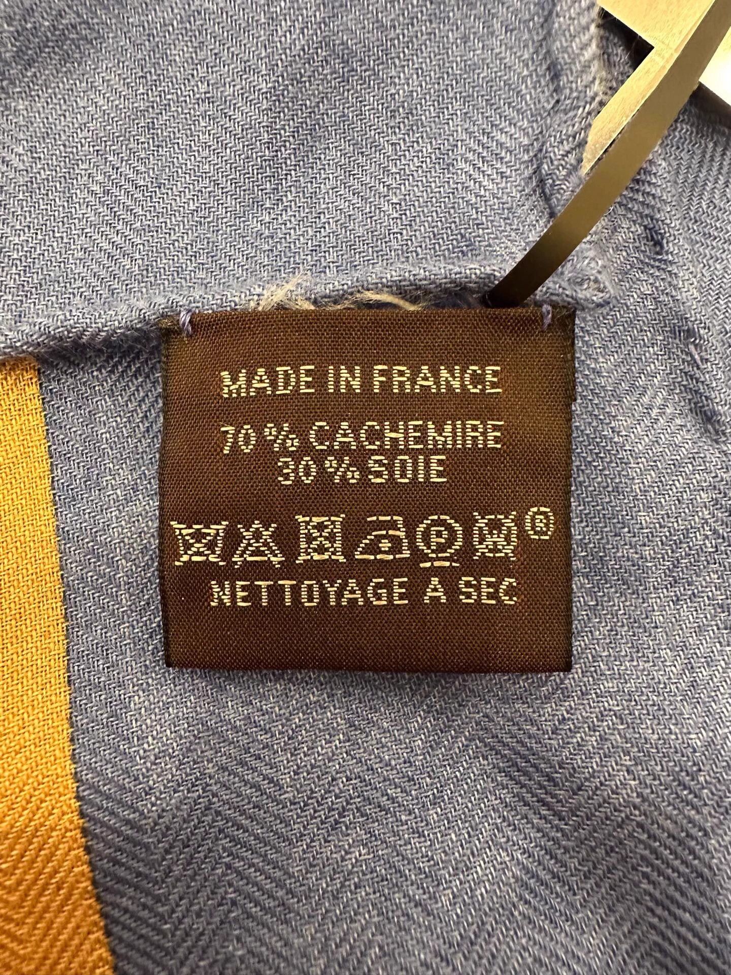 Hermes Hermes white/brown stripe blue cashmere scarf 140cm new box Size ONE SIZE - 7 Thumbnail