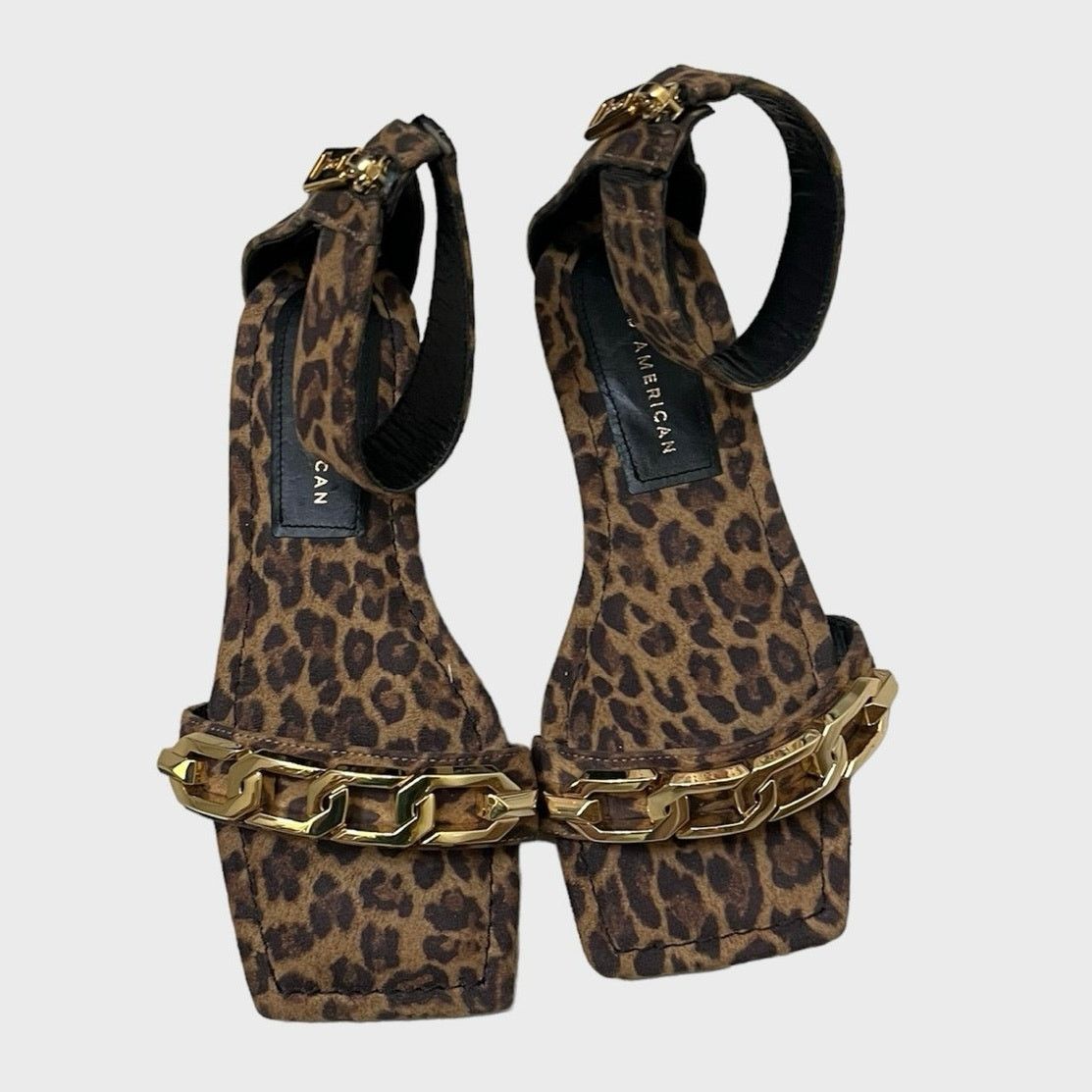 Good American Good American leopard ankle strap sandal with gold chain NEW Size US 5.5 / IT 35.5 - 7 Thumbnail