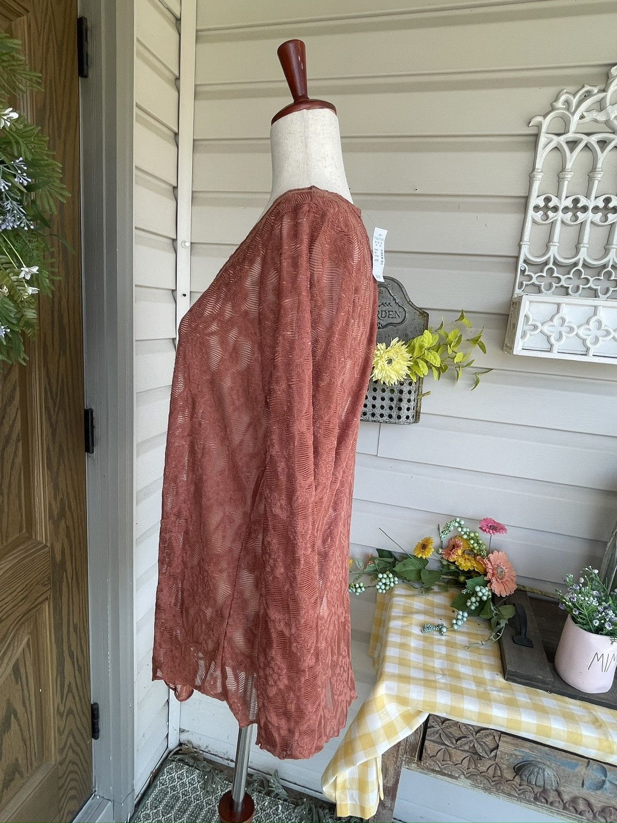 Other Maurices Rust RTV 24/7 Long Sleeve Lace Tee Size L / US 10 / IT 46 - 8 Thumbnail