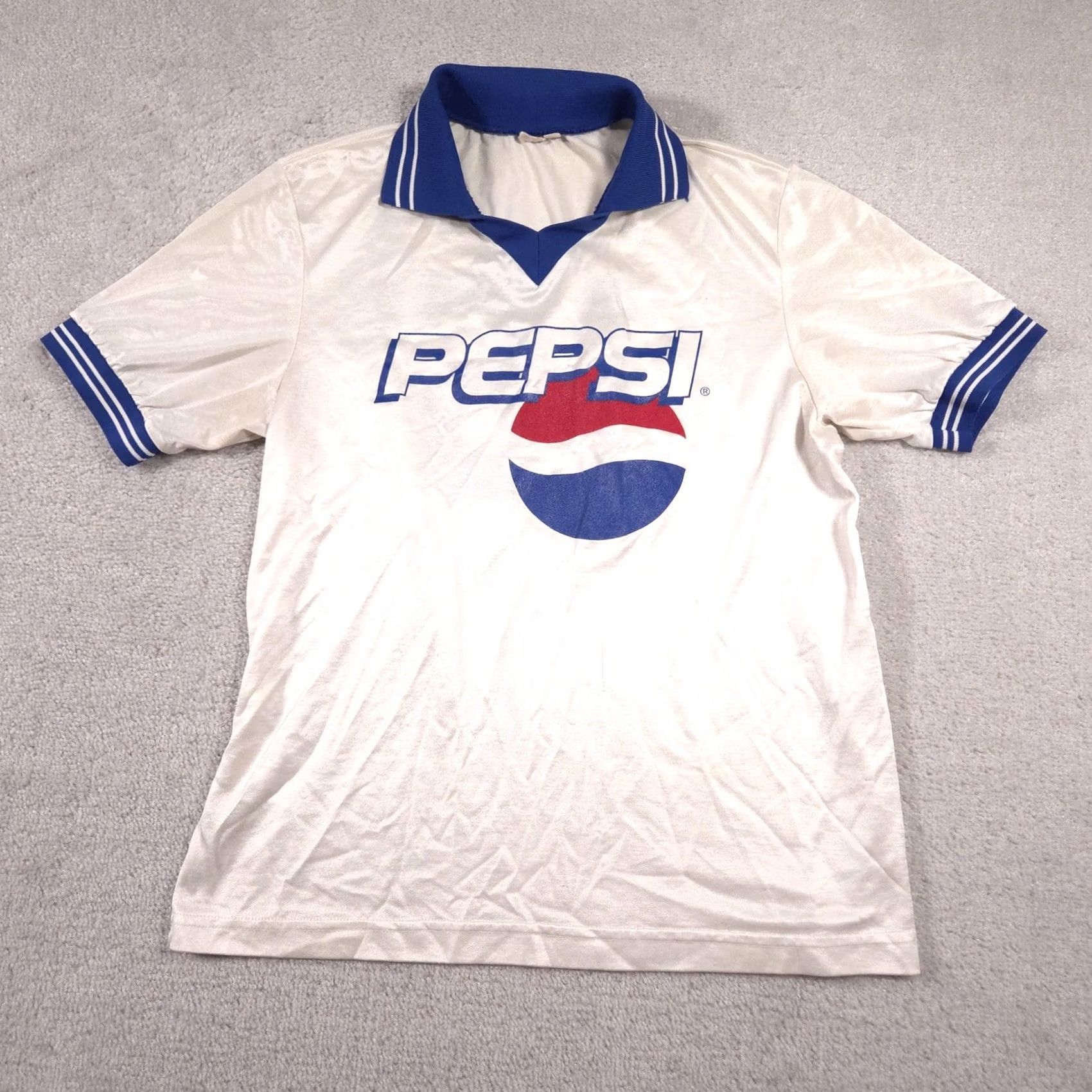 Vintage VINTAGE Pepsi Shirt Mens Medium Ringer V Neck Made USA 80s White Short Sleeve Graphic Print Logo Tennis Collar Sportswear Size US M / EU 48-50 / 2 - 2 Thumbnail