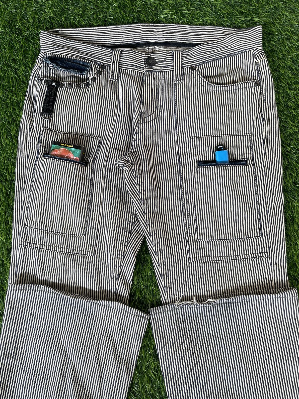 Murder License Vintage 90s🔥MURDER LICENSE🔥Flared Striped Bush Pants Jeans Size US 33 - 2 Thumbnail