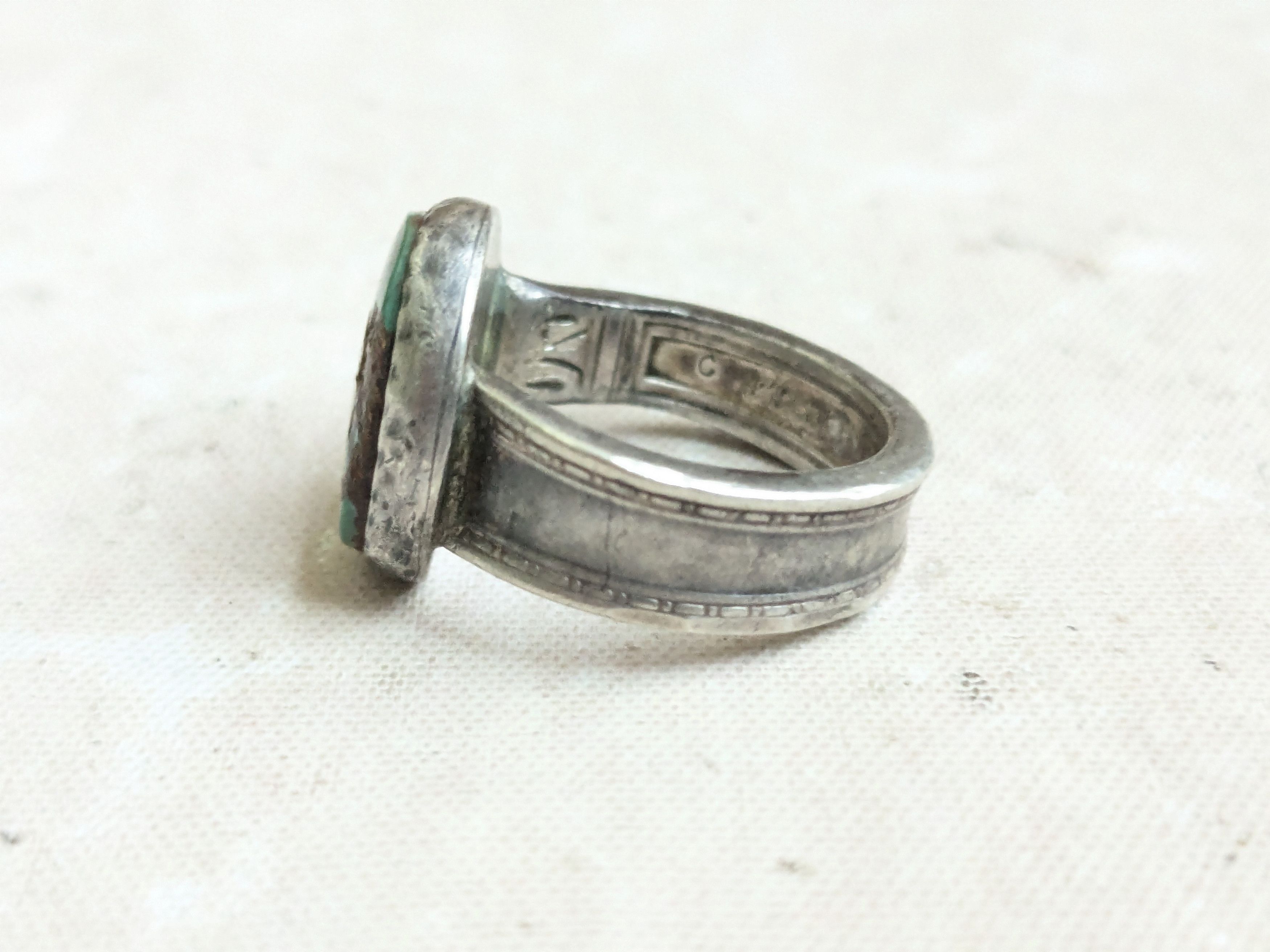 Sterling Silver Vintage Sterling Silver Band Ring Turquoise 8.5 Size ONE SIZE - 10 Thumbnail