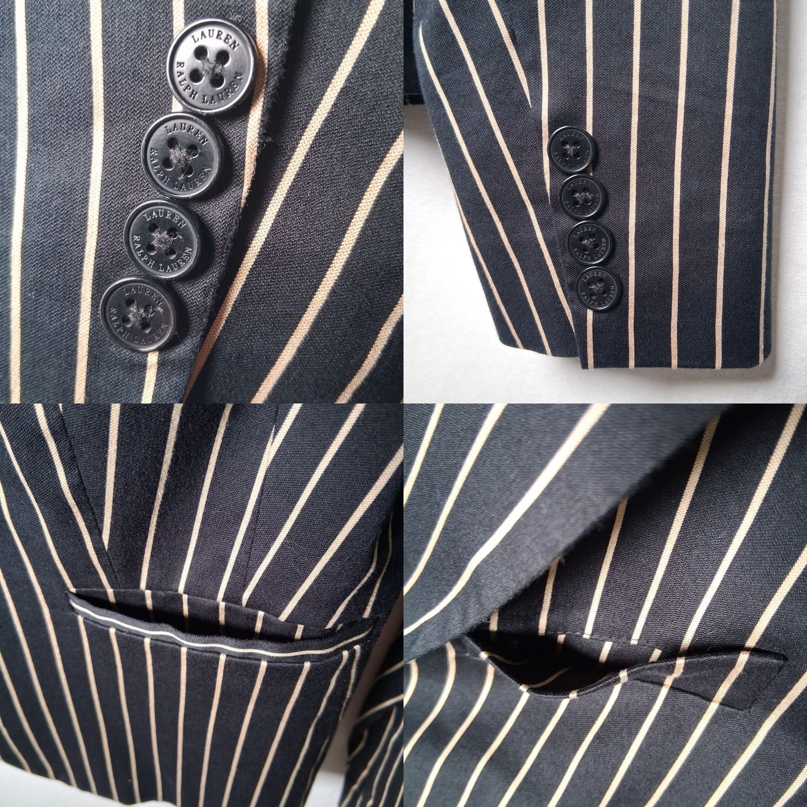 Ralph Lauren VINTAGE Lauren Ralph Lauren Blazer Women 4 Black Tan Striped Classic Preppy Cotton Silk Blazer Women 4 Black Tan Striped Size S / US 4 / IT 40 - 9 Thumbnail