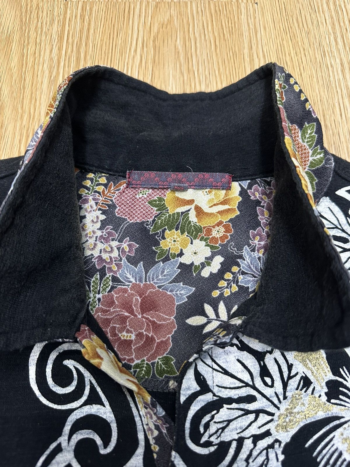 Karakuri Tamashii Vintage Sukajan Art Flower Koi Tshirt A891 Size US L / EU 52-54 / 3 - 11 Thumbnail