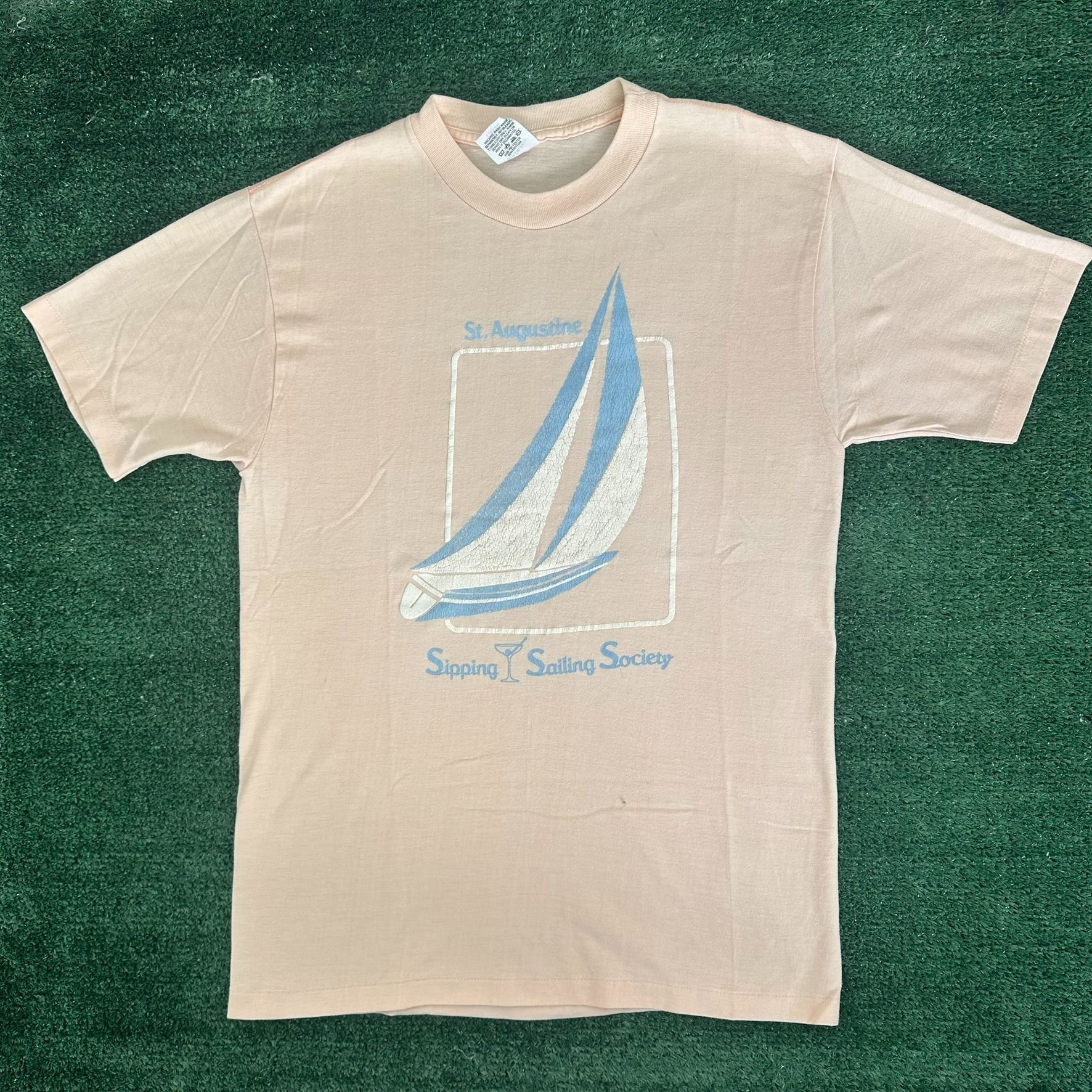 Vintage Vintage 80s St. Augustine Sailing T-Shirt Puff Print Pastel Size US M / EU 48-50 / 2 - 1 Thumbnail