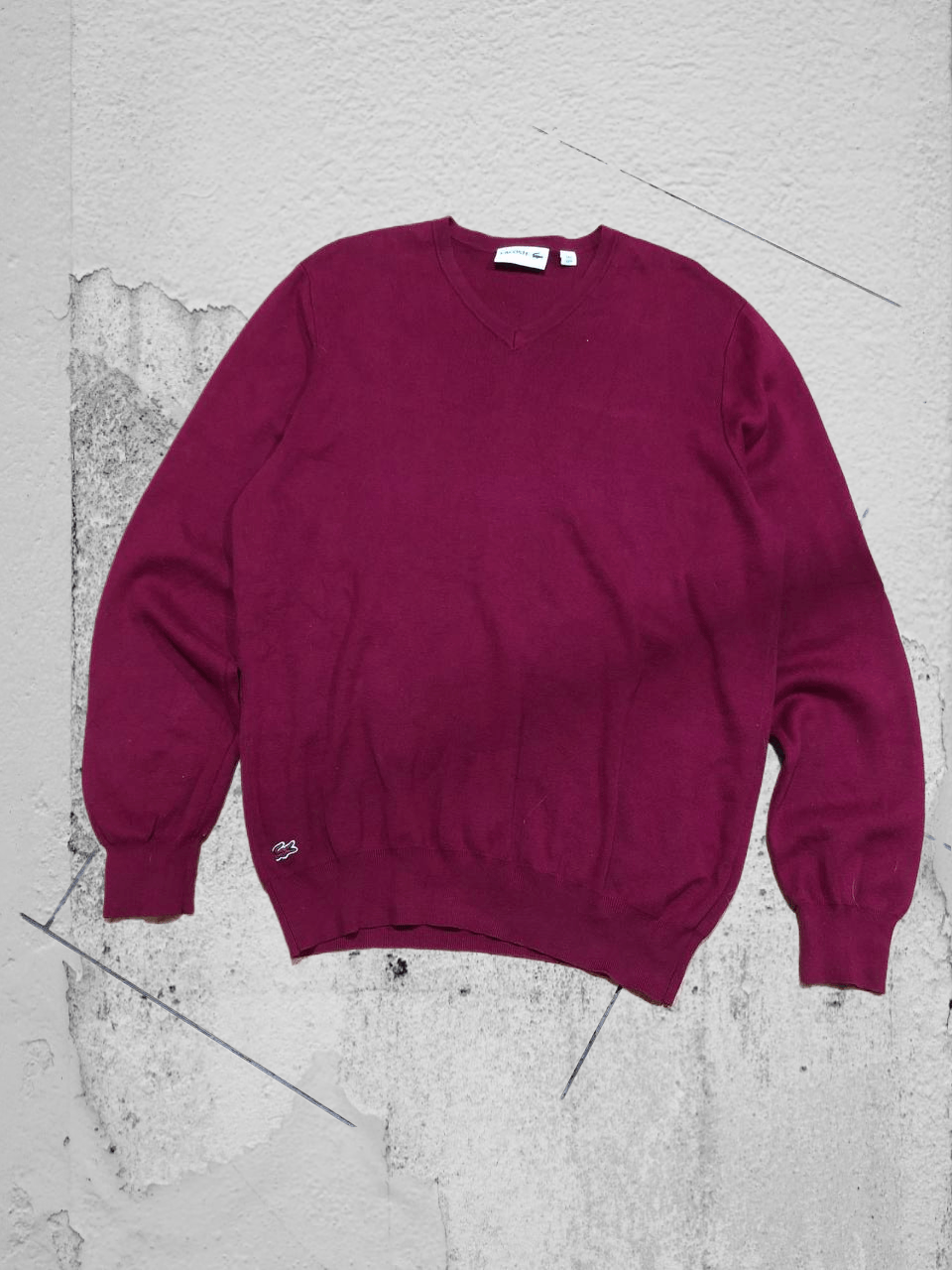 Lacoste VINTAGE LACOSTE V-neck Wool Sweater Size US M / EU 48-50 / 2 - 1 Thumbnail