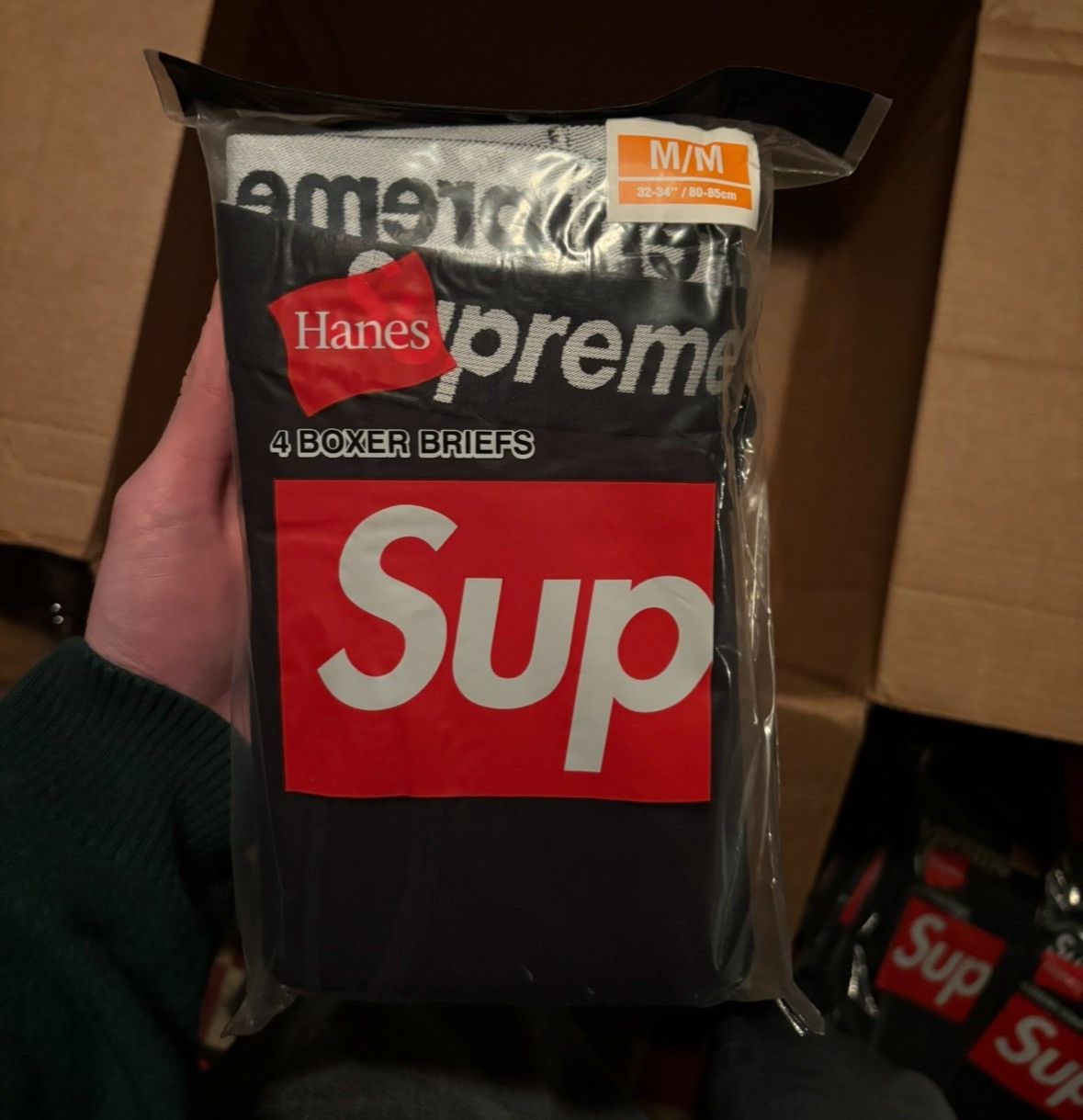 Supreme x Hanes Boxer Briefs (4 pack) - BLACK - SIZE MEDIUM