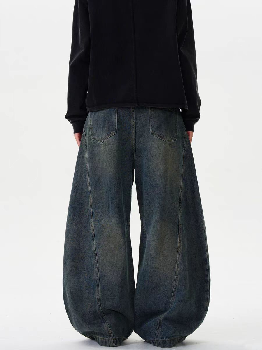 Japanese Brand × Jean Vintage deconstructed washed scimitar baggy wide leg jeans Size US 30 / EU 46 - 3 Thumbnail