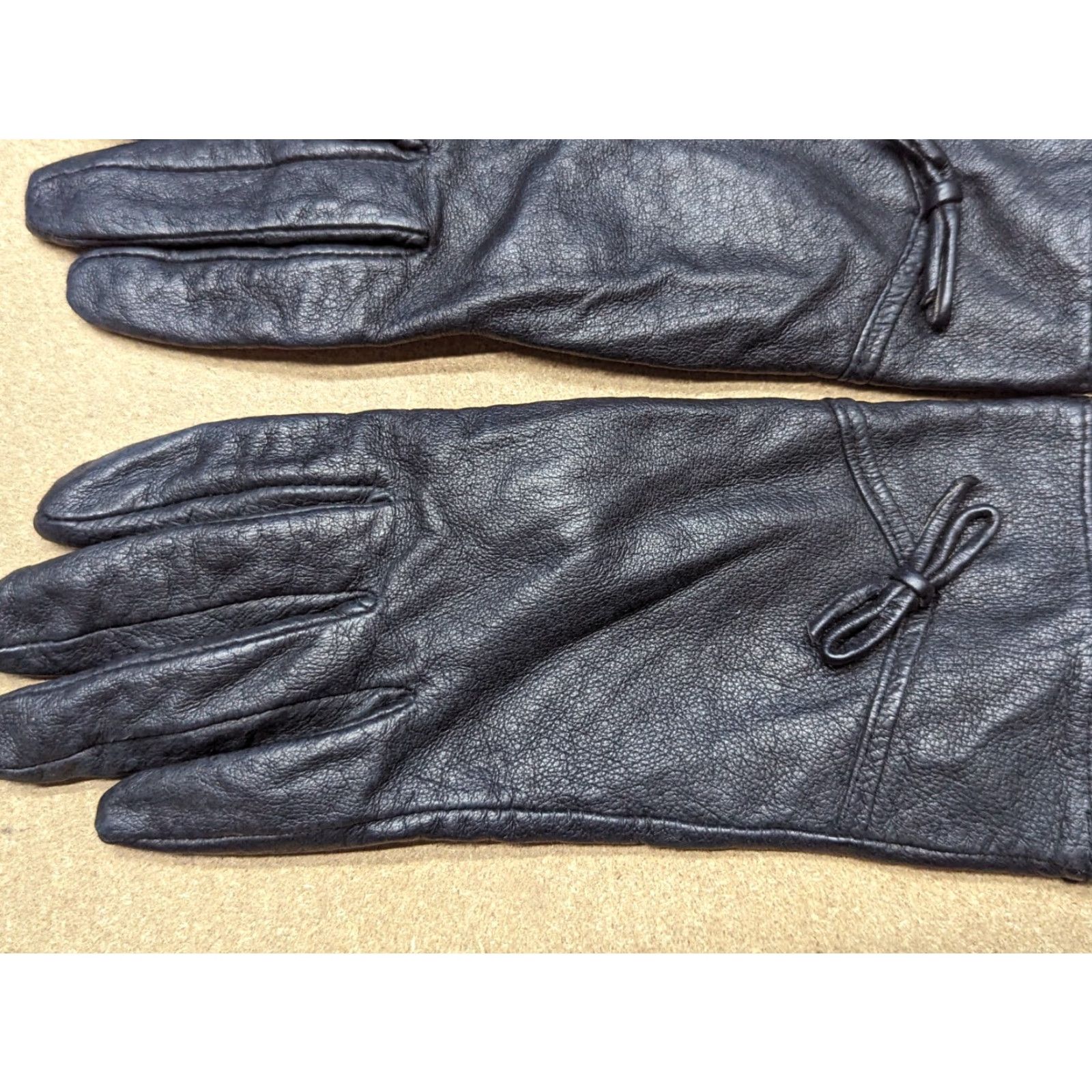 Vintage Genuine Leather Womens Gloves Size 7 Black Winter Warm Thermal Ladies Glove Womens Menus? Size ONE SIZE - 2 Thumbnail