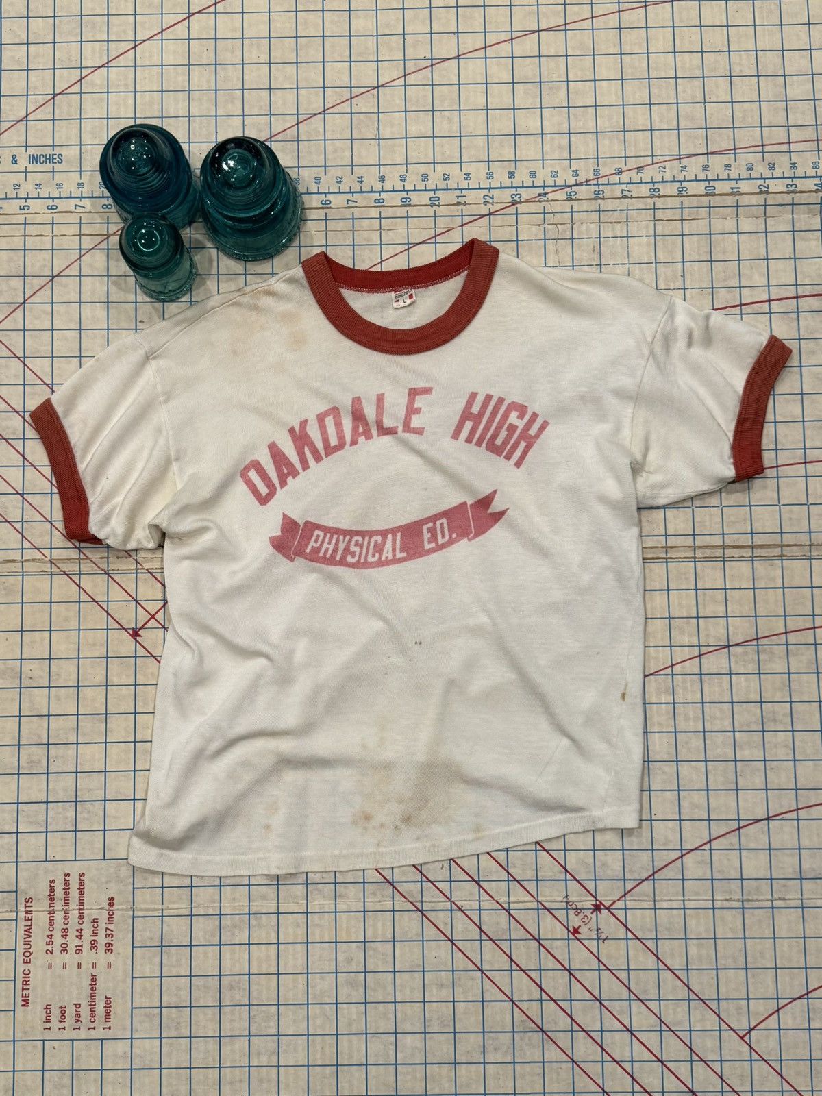 Vintage Oakdale High Phys Ed Ringer Tee Southern Tag Fits S