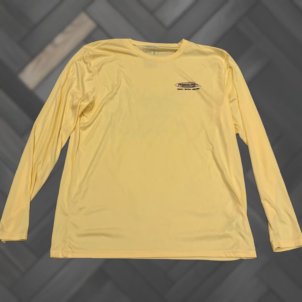 Vintage Power-Pole Fishing Shirt Mens Large Yellow Long Sleeve Stretch Graphic Shirt Size US L / EU 52-54 / 3 - 1 Thumbnail