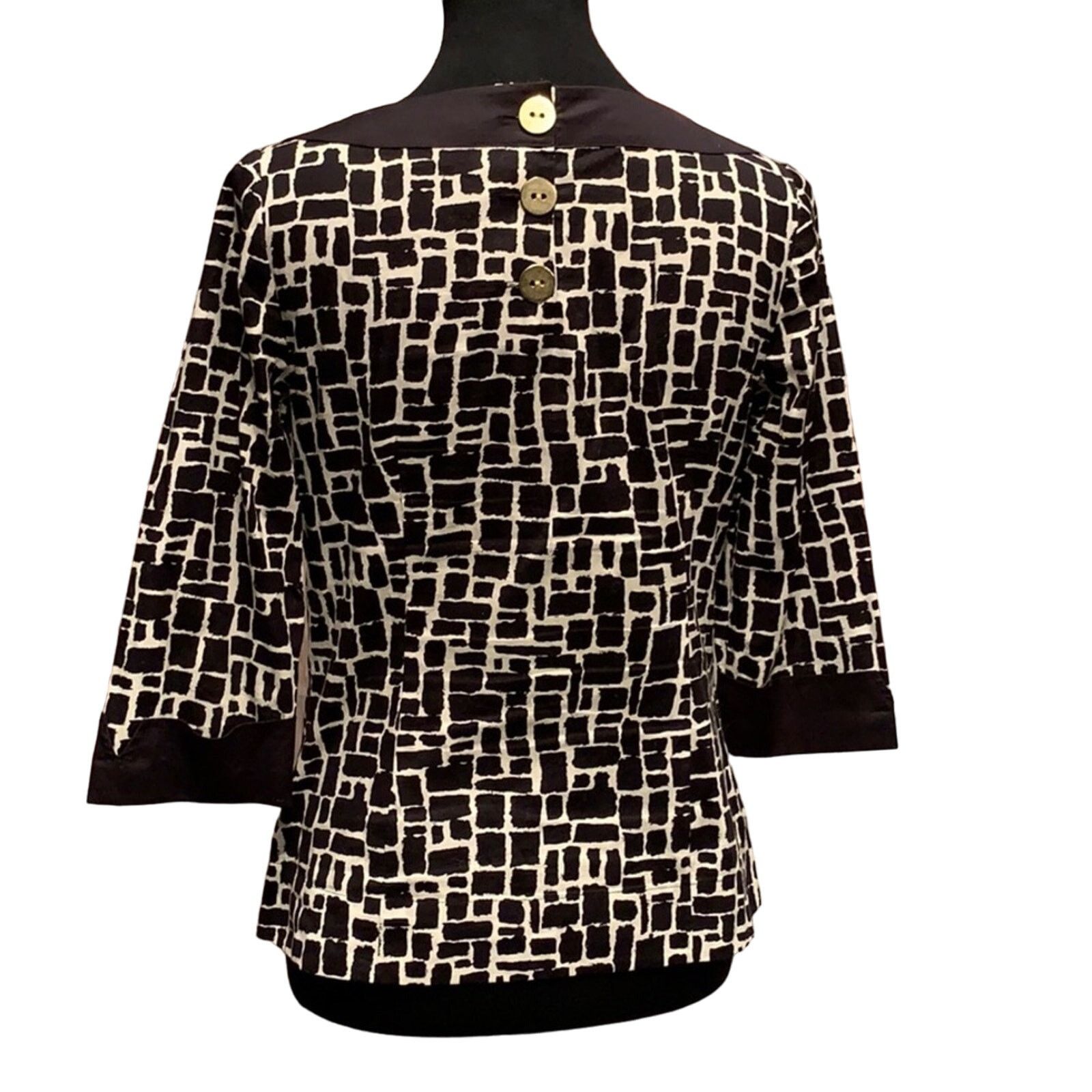 Ann Taylor Ann Taylor Size 2 Side Zip Block Pattern 3/4 Sleeve Blouse Size XS / US 0-2 / IT 36-38 - 3 Thumbnail