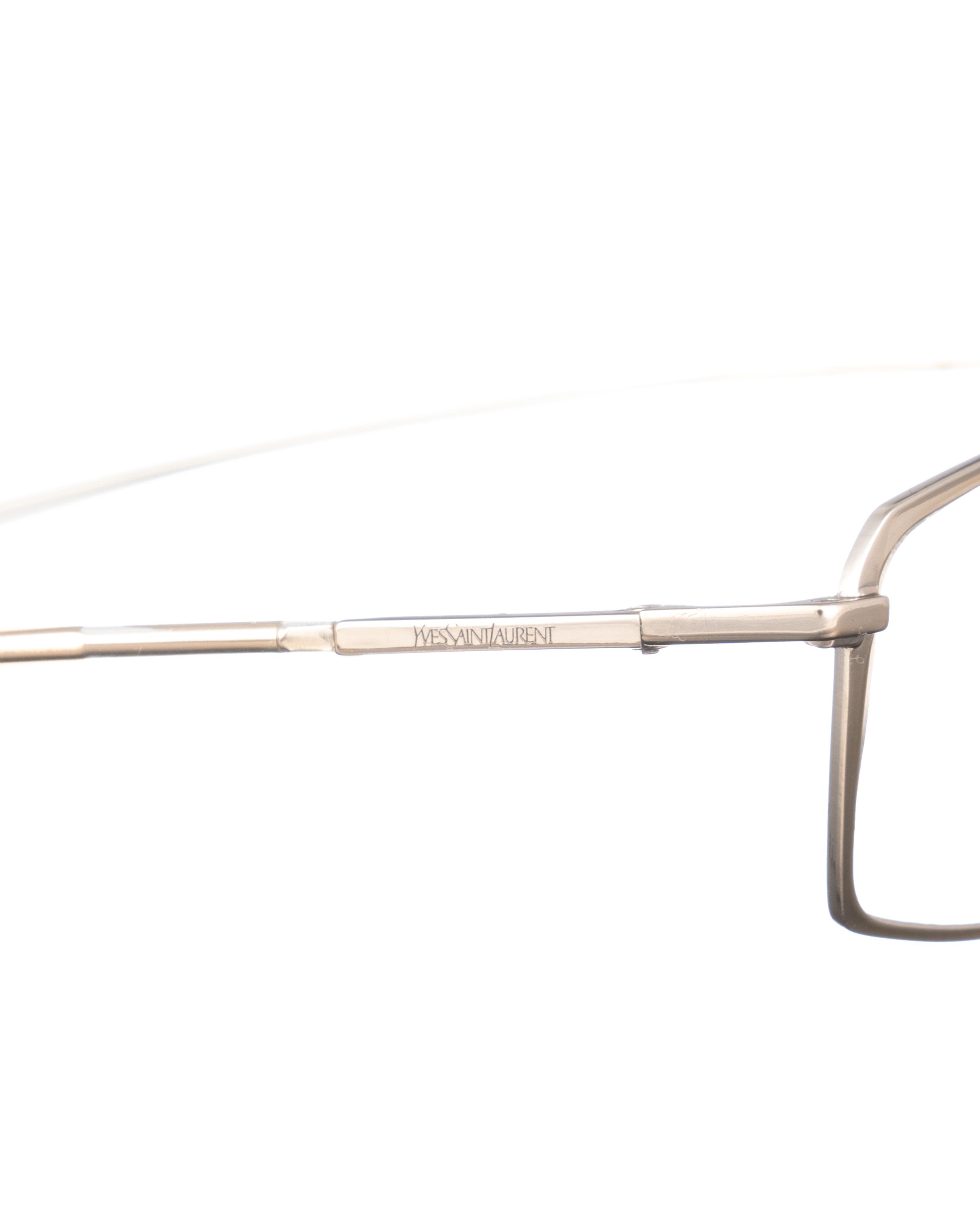 Vintage × Yves Saint Laurent Yves Saint Laurent 00s Chrome Metallic Gold Glasses Size ONE SIZE - 3 Thumbnail