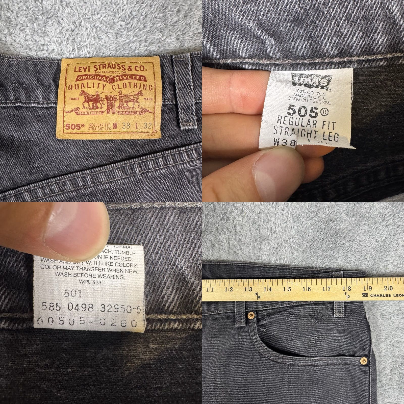 Levi's VINTAGE Levi's 505 Jeans Mens 38x32 USA Made 1998 Charcoal Wash Paper Tag 90s Grunge Denim 5-Pocket Mens Jeans Size US 38 / EU 54 - 8 Thumbnail