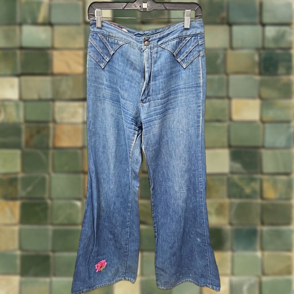 Vintage VINTAGE Landlubber Boho Hippie Patch Jeans - size 11 - Waist 30x32 Size 30" / US 8 / IT 44 - 1 Thumbnail