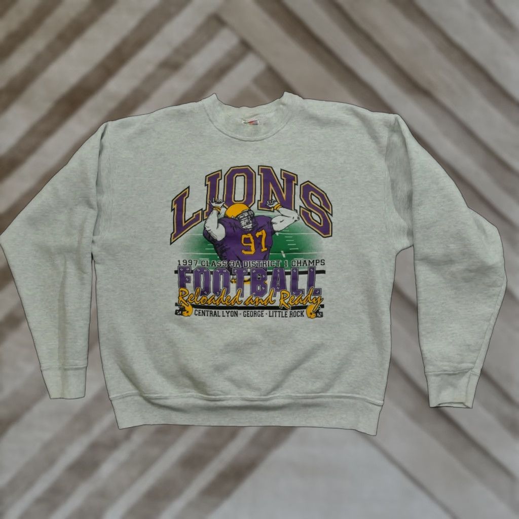 Fruit Of The Loom VINTAGE Fruit of the Loom Sweatshirt Men 90s Pullover Crew Neck XL Gray/Gray Football Winter 1997 Size US XL / EU 56 / 4 - 1 Thumbnail