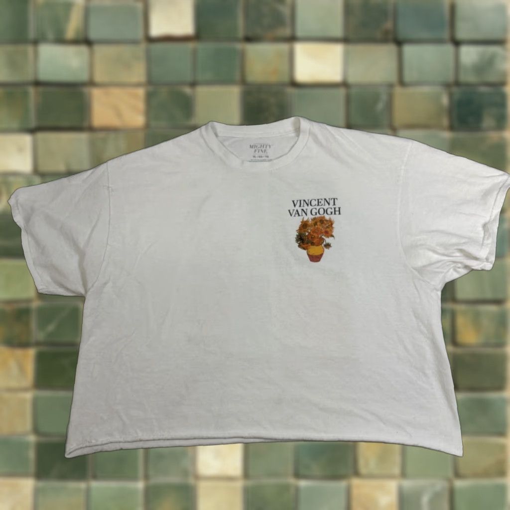 Vintage Mighty Fine Shirt Women XL White Cropped Vincent Van Gogh Flowers Ladies XL Cropped Flowers T-Shirt Women’s Size XL / US 12-14 / IT 48-50 - 1 Thumbnail
