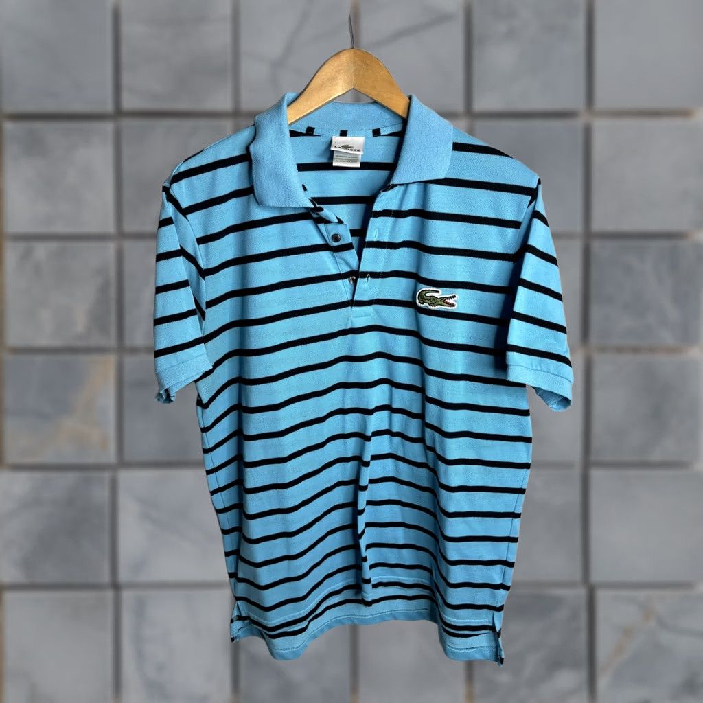 Lacoste Lacoste Polo Shirt Mens 7 Blue Stripe Croc Logo Pique Short Sleeve Casual Size US M / EU 48-50 / 2 - 1 Thumbnail