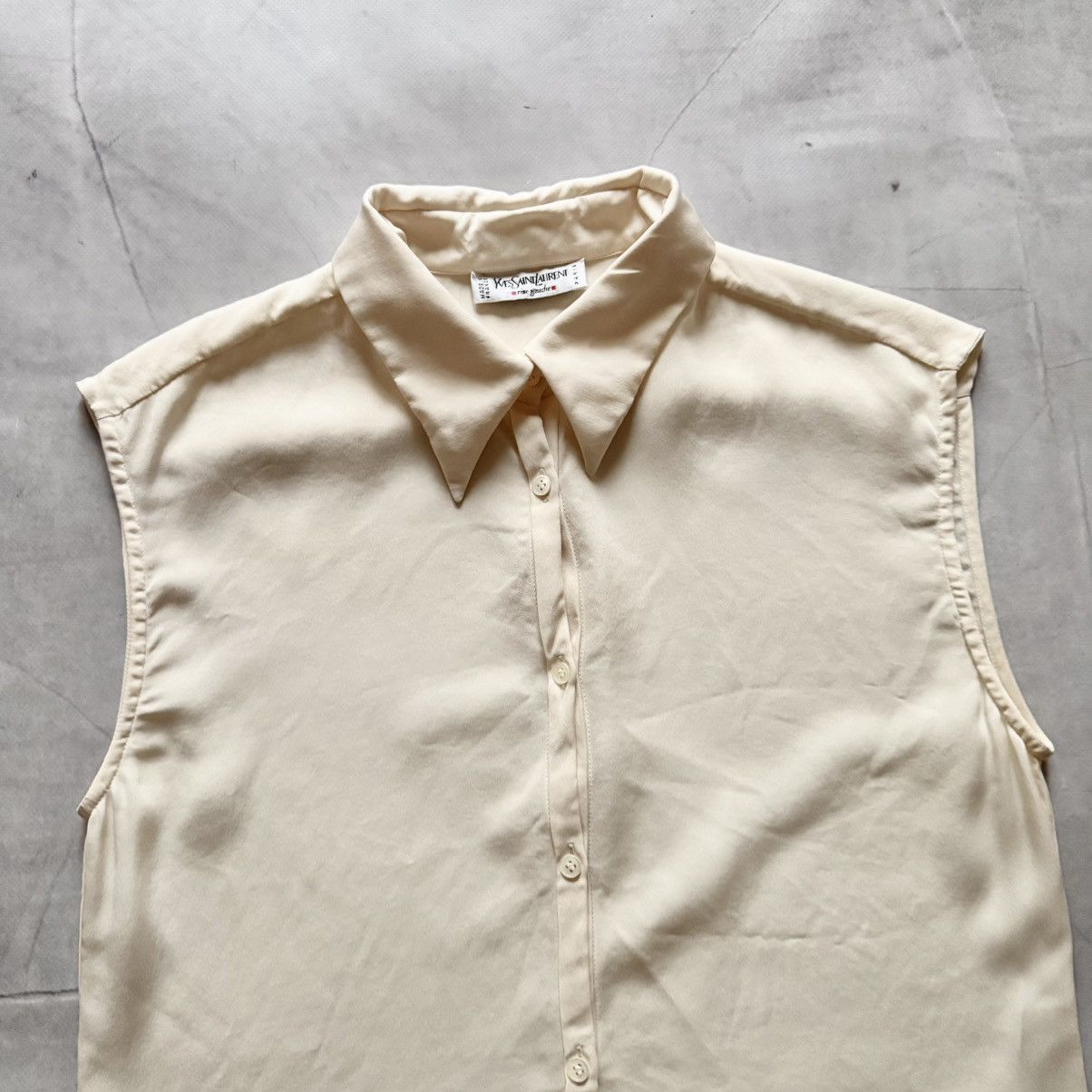 Yves Saint Laurent 70-80s Yves Saint Laurent Silk Blues Shirt Y2K Size XS / US 0-2 / IT 36-38 - 2 Thumbnail