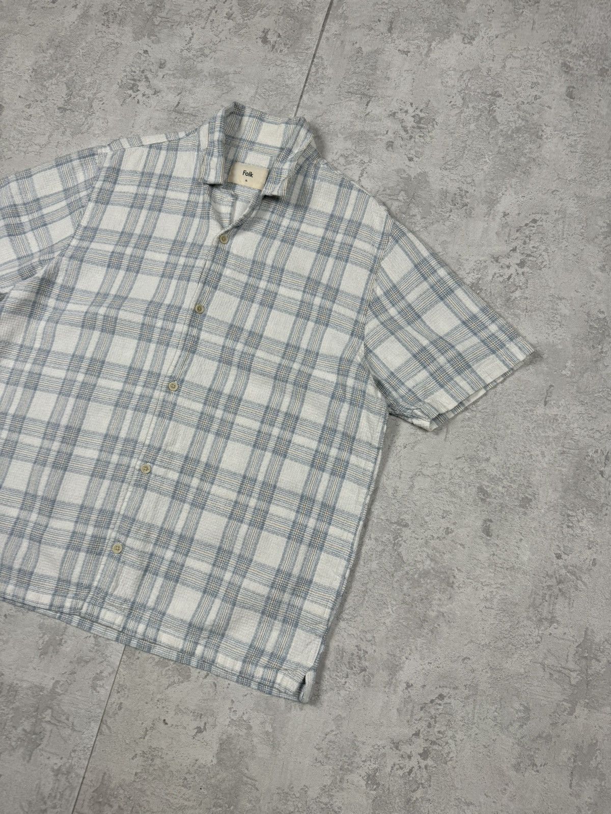 Folk Folk Linen Blend Plaid Short Sleeve Shirt Size XL Blue White Size US XL / EU 56 / 4 - 3 Thumbnail