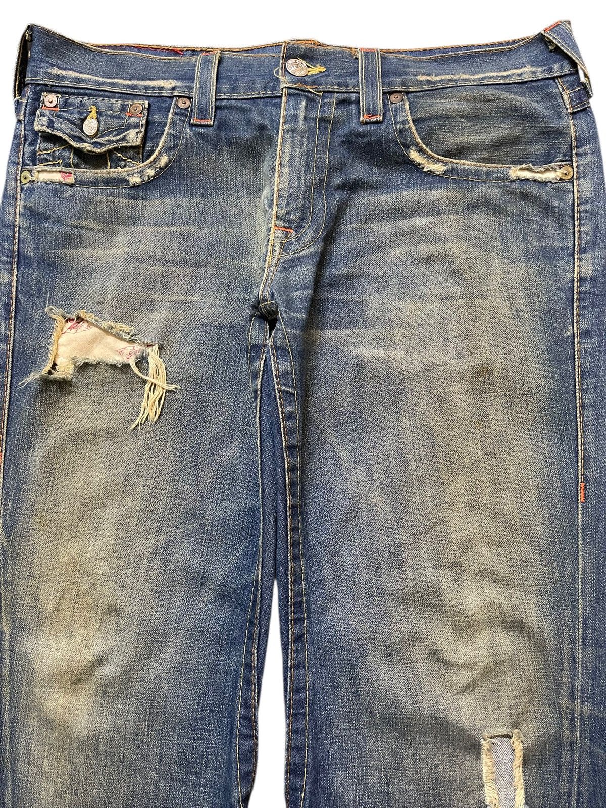 True Religion Vintage Usa True Religion Mud Wash Distress Spiral Leg Baggy Size US 38 / EU 54 - 3 Thumbnail