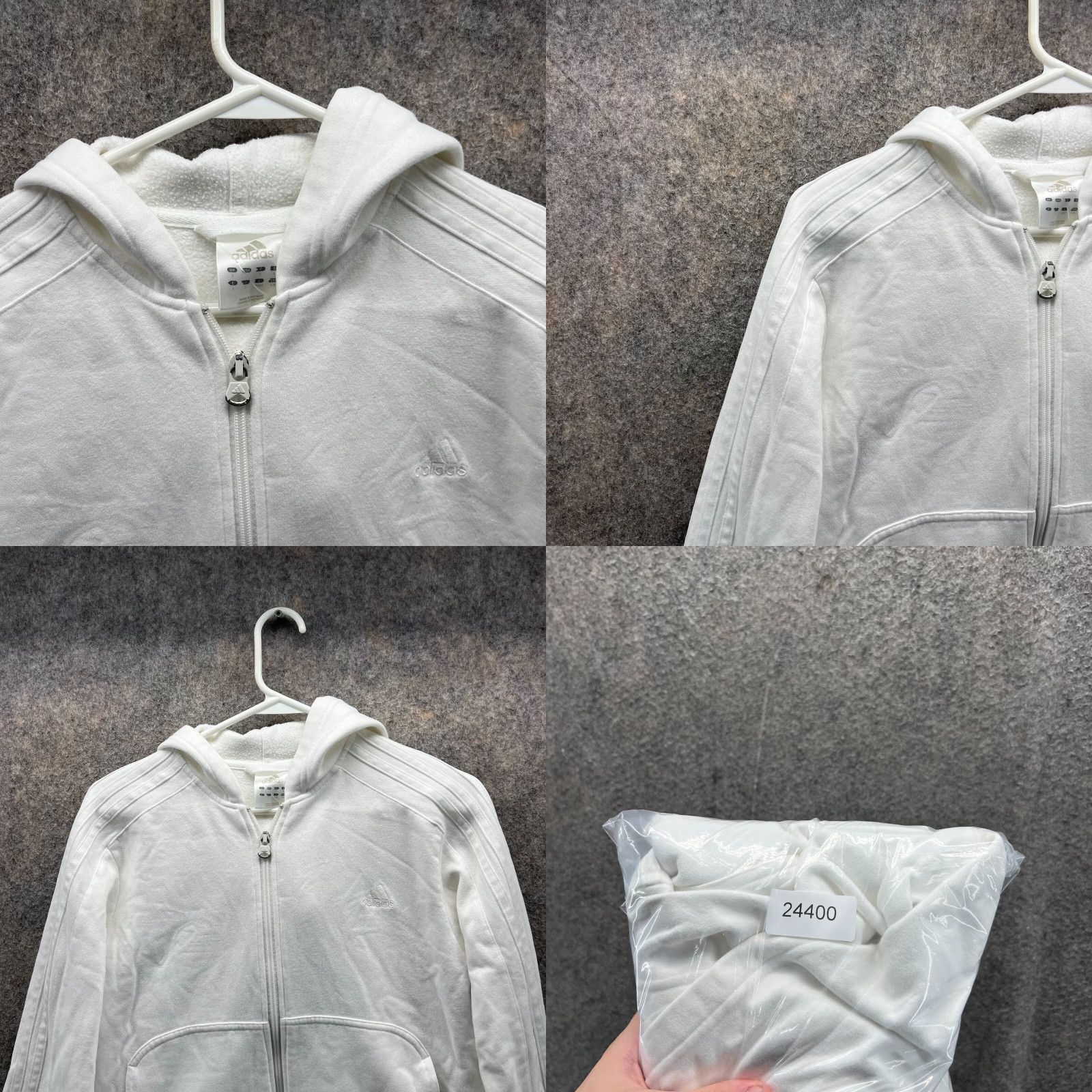 Adidas VINTAGE Adidas Sweater Women Large White Full Zip Hoodie Jacket Trefoil Folding? Size L / US 10 / IT 46 - 8 Thumbnail