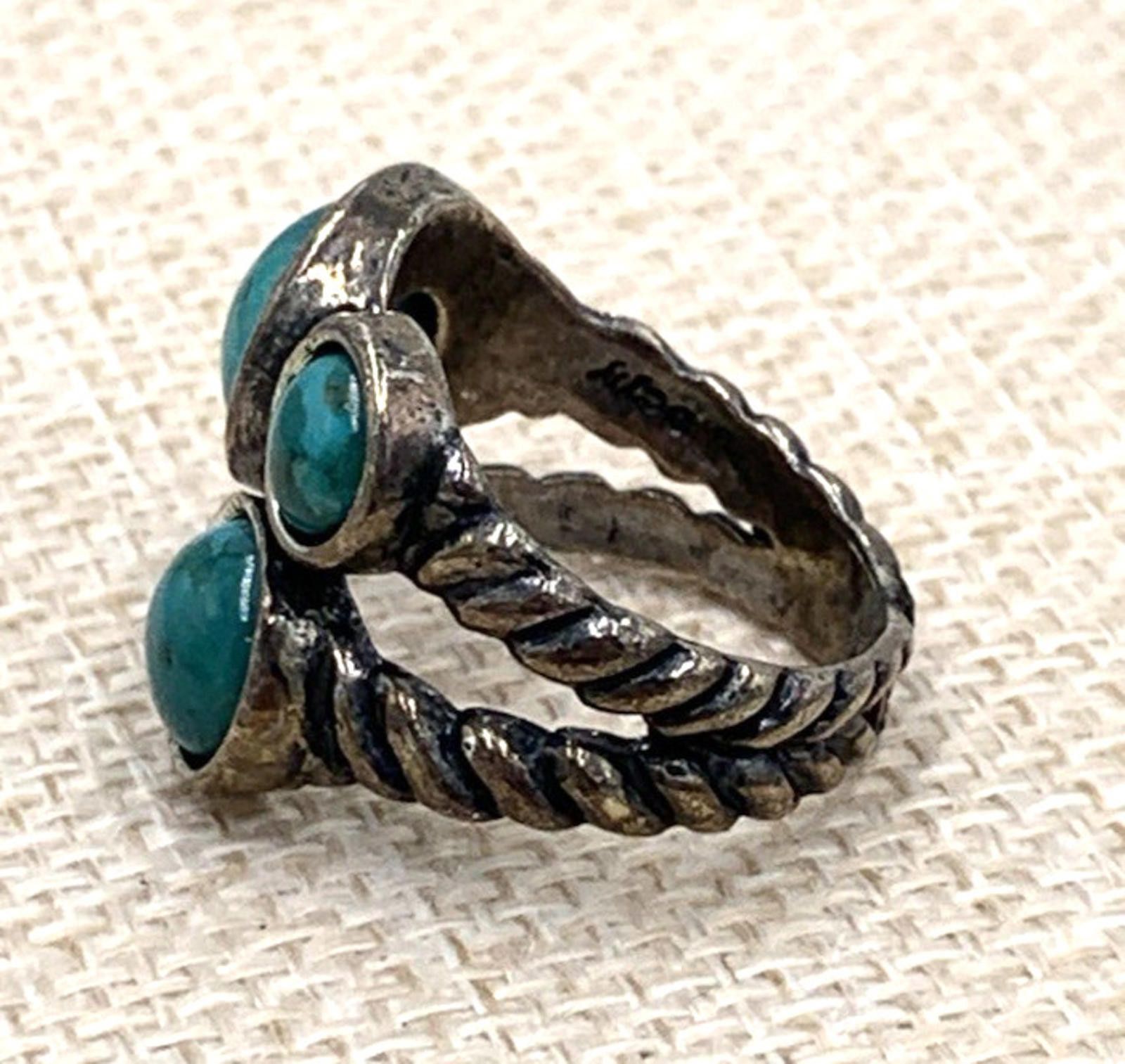 Other Didae Shablool Israel Turquoise Sterling Silver Braided Ring Size ONE SIZE - 3 Thumbnail