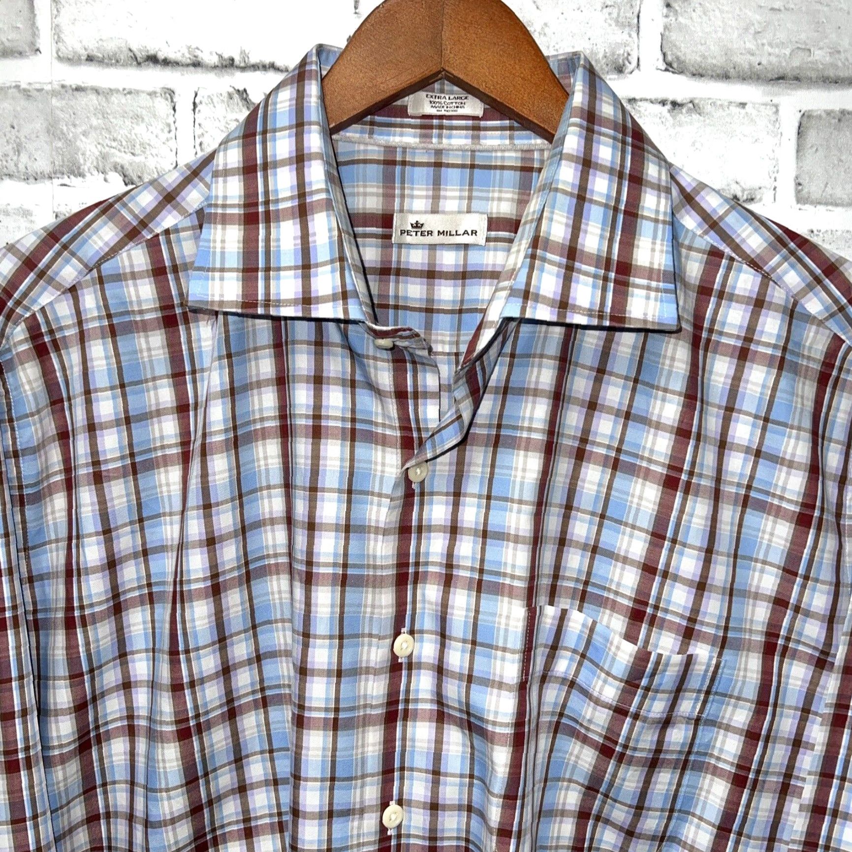 Peter Millar Peter Millar Shirt Mens XL Multicolor Plaid Button-Up Long Sleeve Size US XL / EU 56 / 4 - 2 Thumbnail