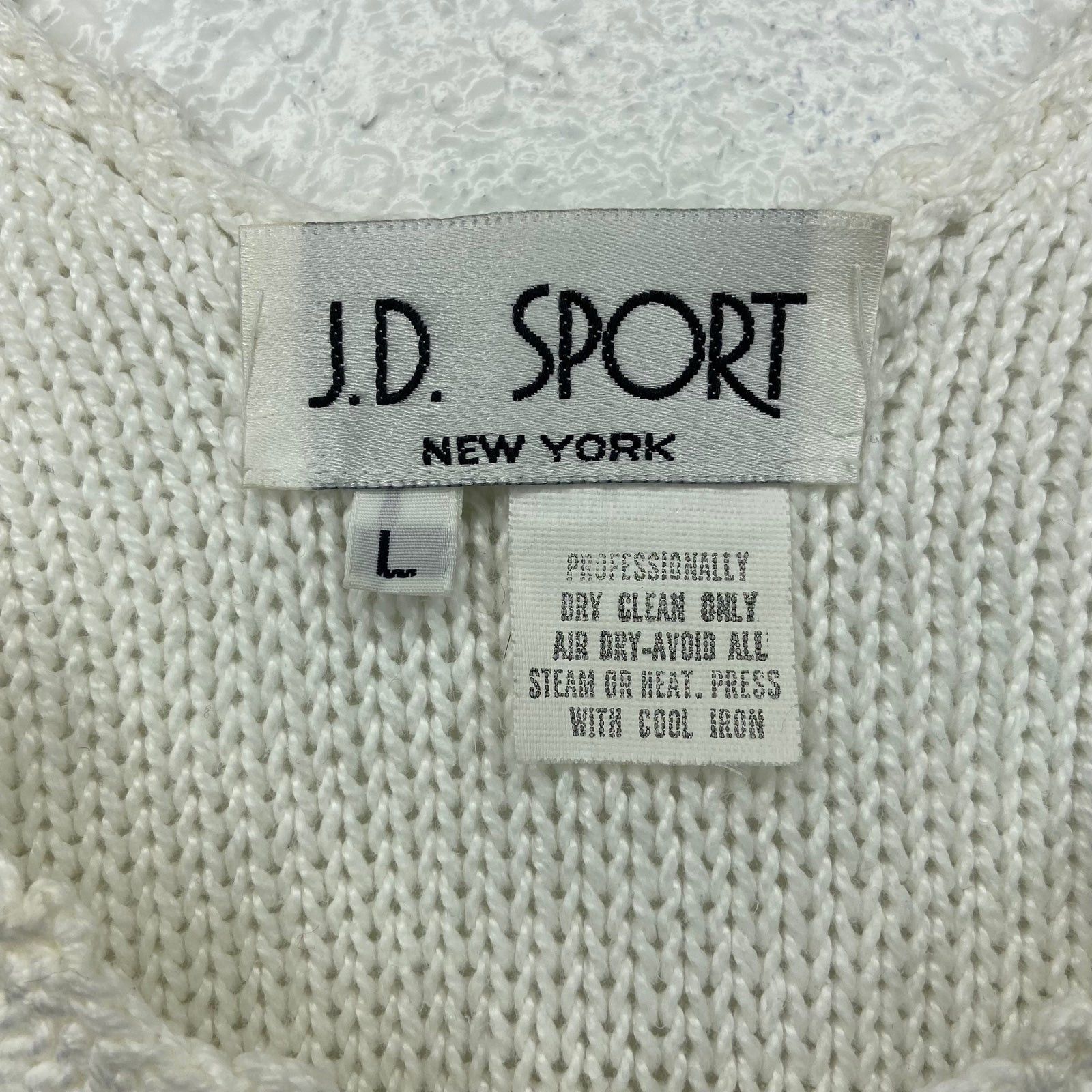 Vintage Vintage J.D. Sport New York Cream Knit Sweater Tank Top Size L / US 10 / IT 46 - 2 Thumbnail