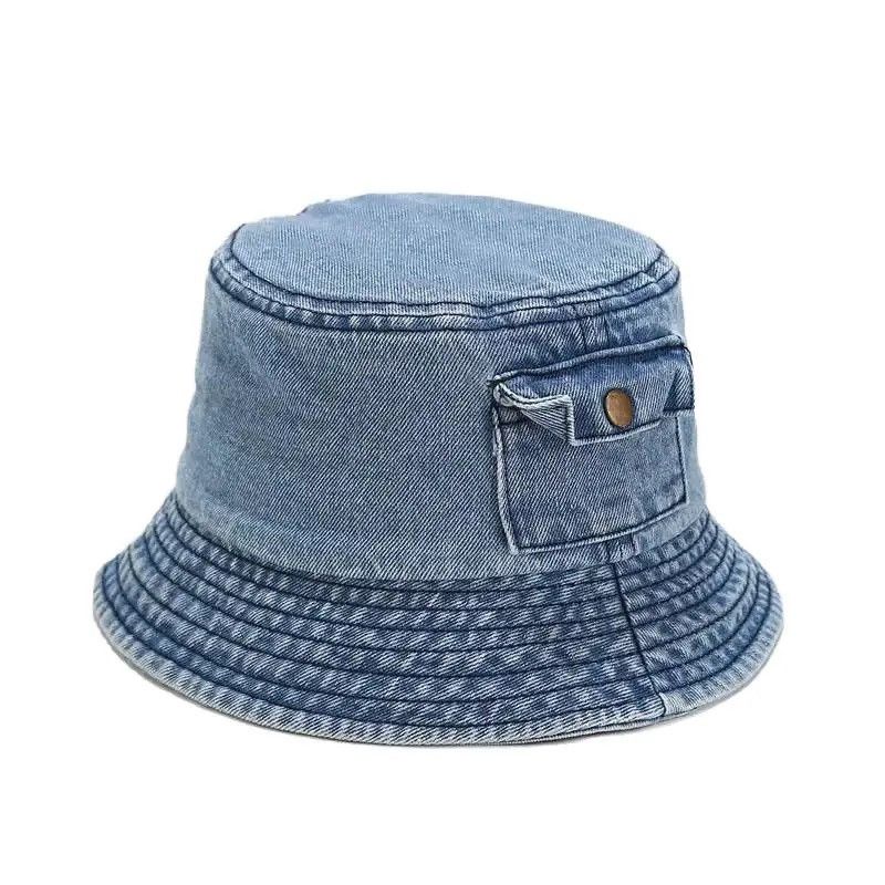 Japanese Brand Denim Solid Color Bucket Hat Size ONE SIZE - 1 Thumbnail
