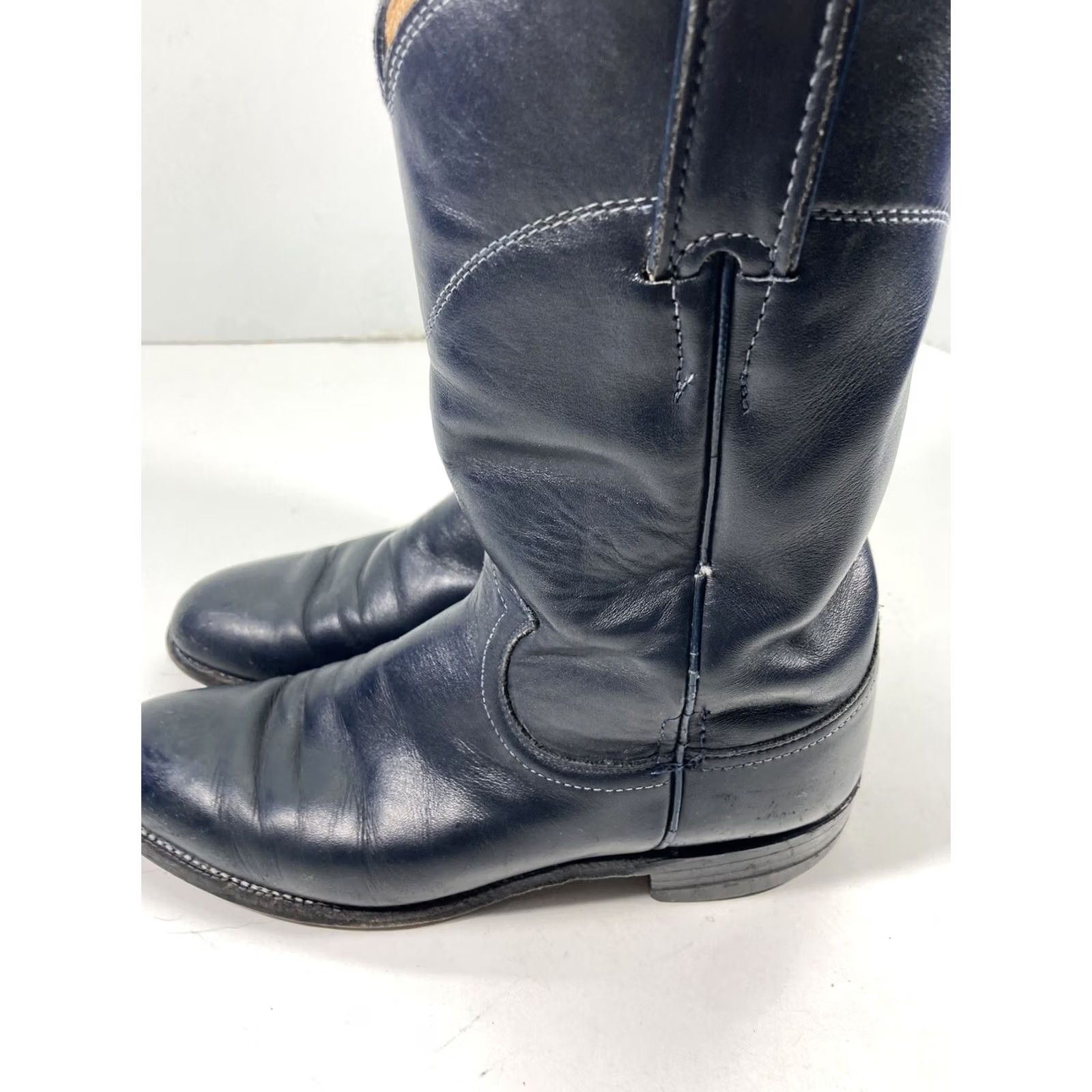 Justin Boots Justin Roper Boots Women Size 6 B Navy Blue Leather Western Rodeo Style 3057 Size US 6 / IT 36 - 4 Thumbnail
