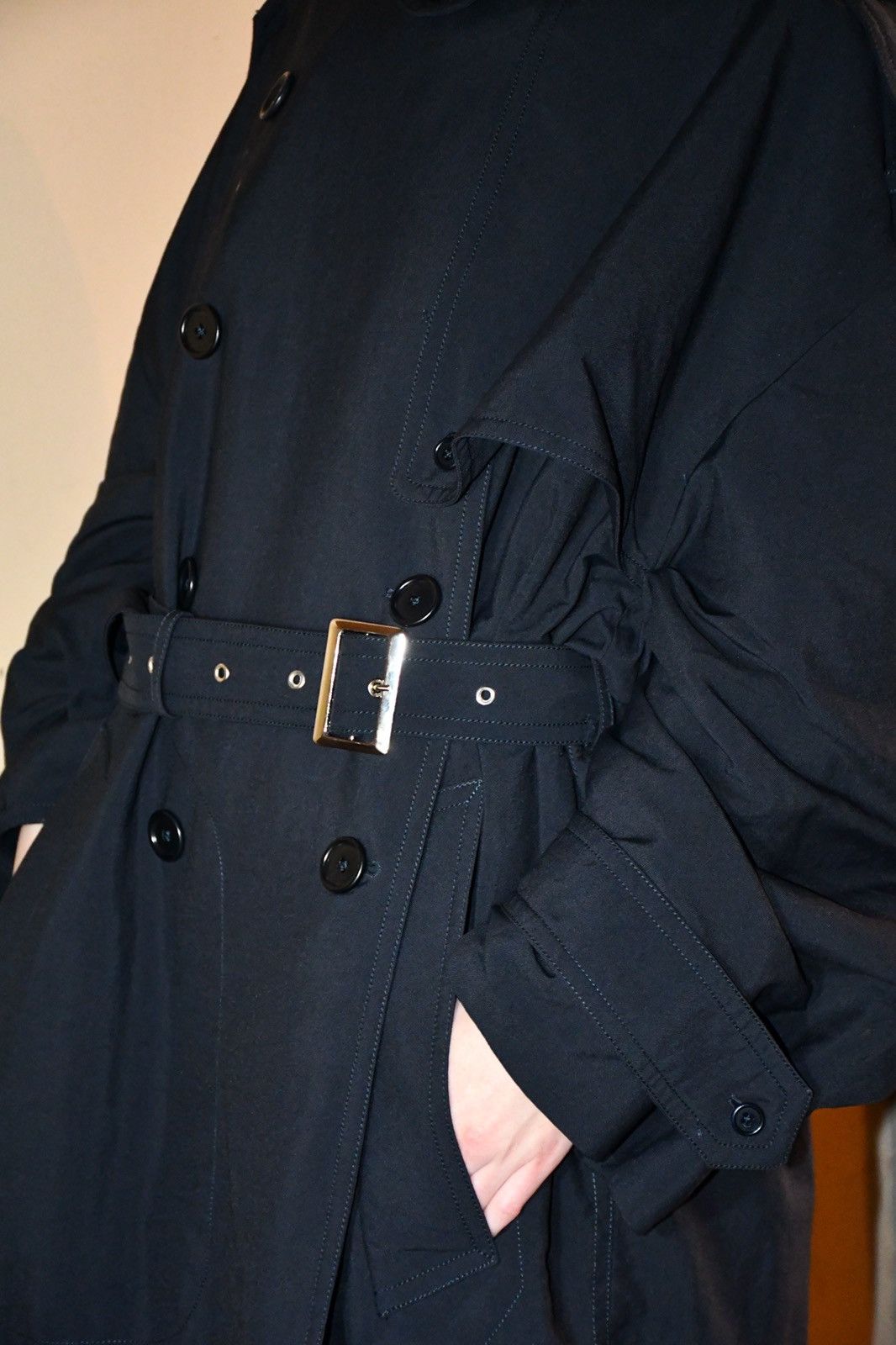 Designer Dark Navy Trench Coat Size L / US 10 / IT 46 - 6 Thumbnail